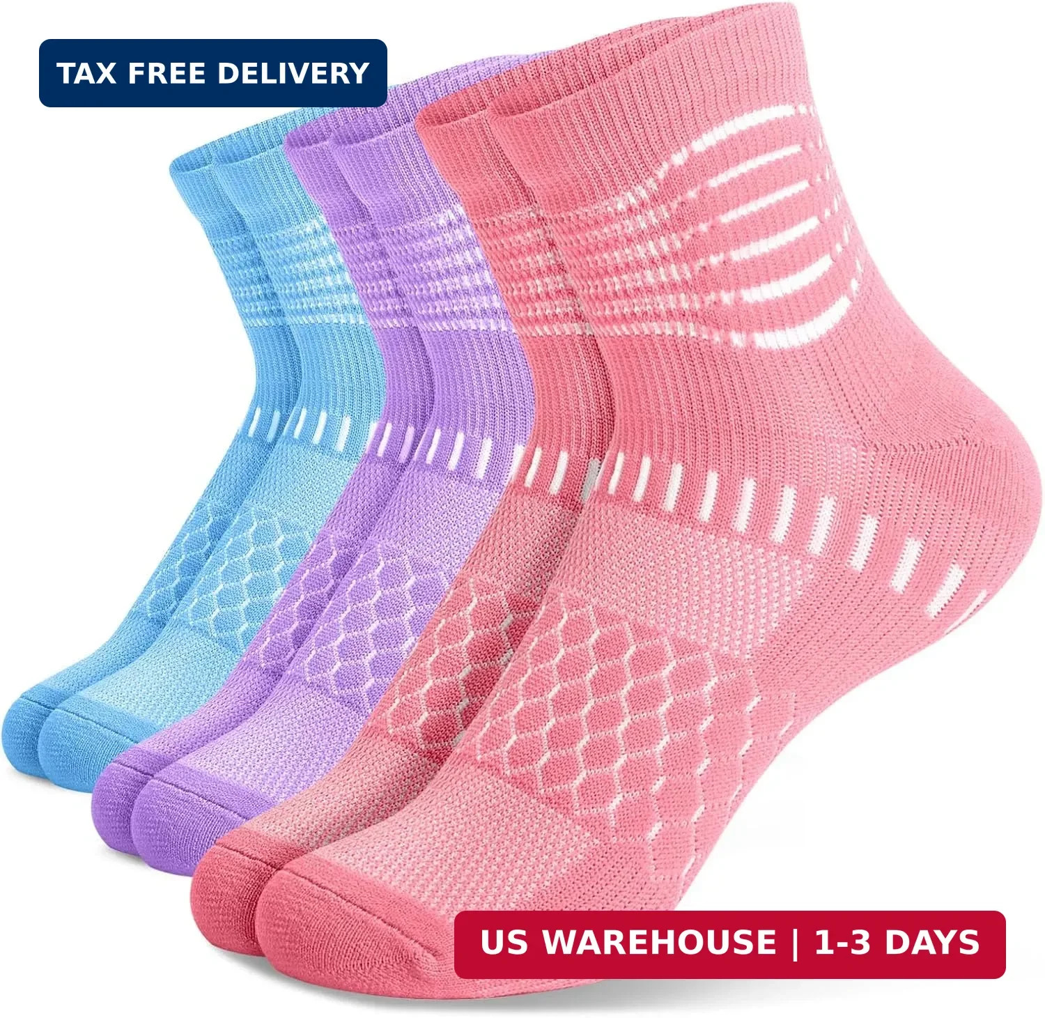 IRAMY Ankle Compression Socks for Women Men Plantar Fasciitis Relief 3/5 Pairs C