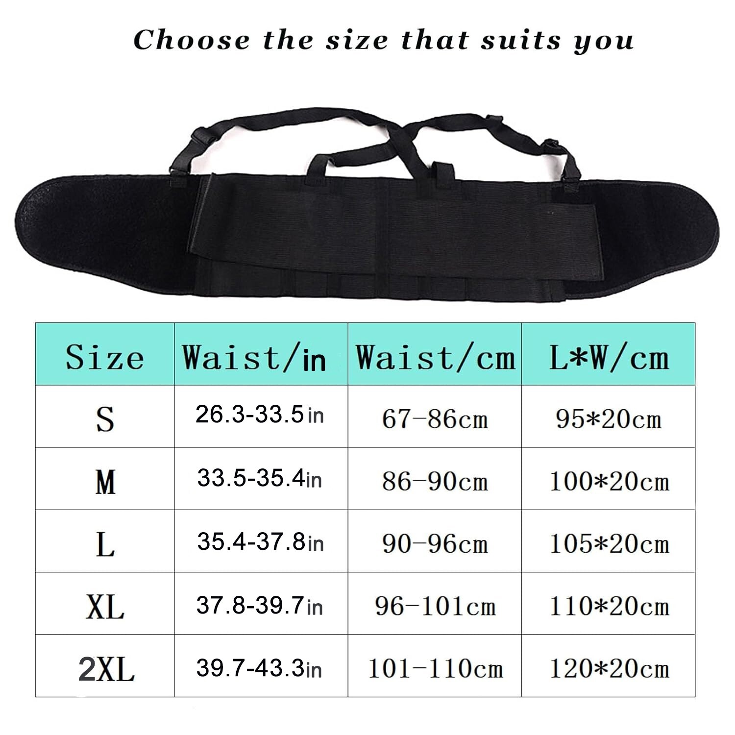 Working Lumbar Lower Back Brace Support Belt with Adjustable Shoulder Straps Men