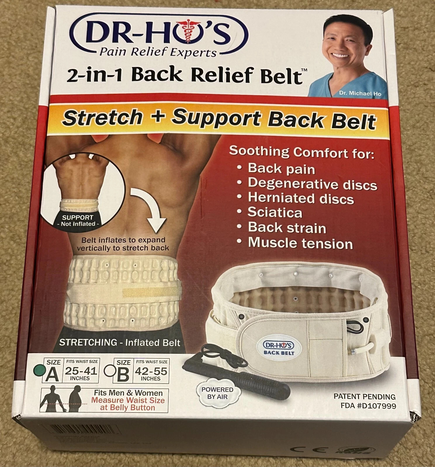 DR-HO’S 2-in-1 Decompression Belt For Lower Waist Back Pain Relieve Size A and B