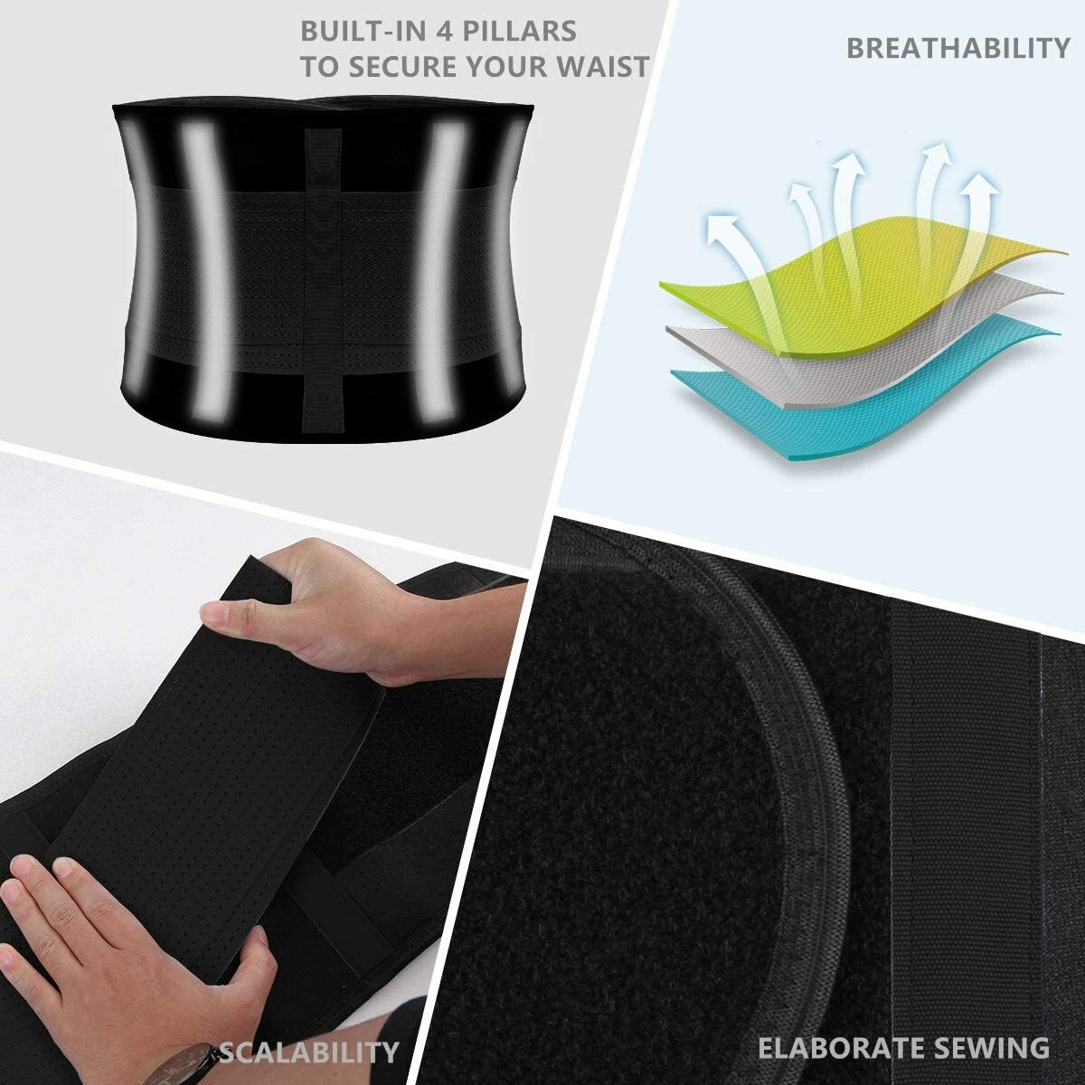 Men’s Waist Trainer Body Shaper Sauna Sweat Belt Tummy Control Band Fat Burner