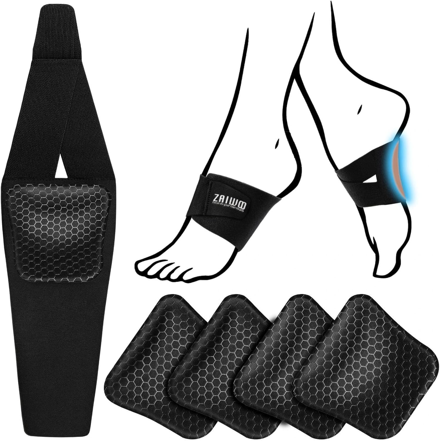 Wearable Arch Support Inserts for Women & Men – 2 Adjustable Heights, Non-Slip B