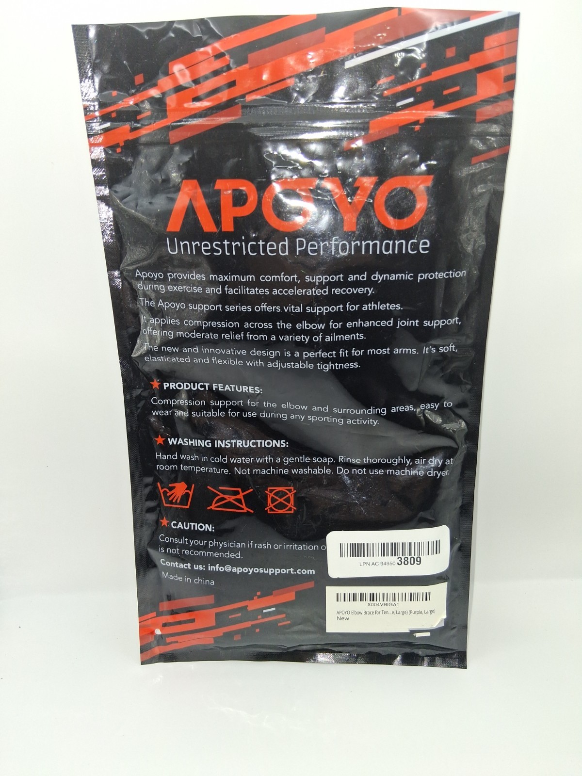 Apoyo Compression Elbow Brace Size Large Lightweight Stability Adjustable Strap
