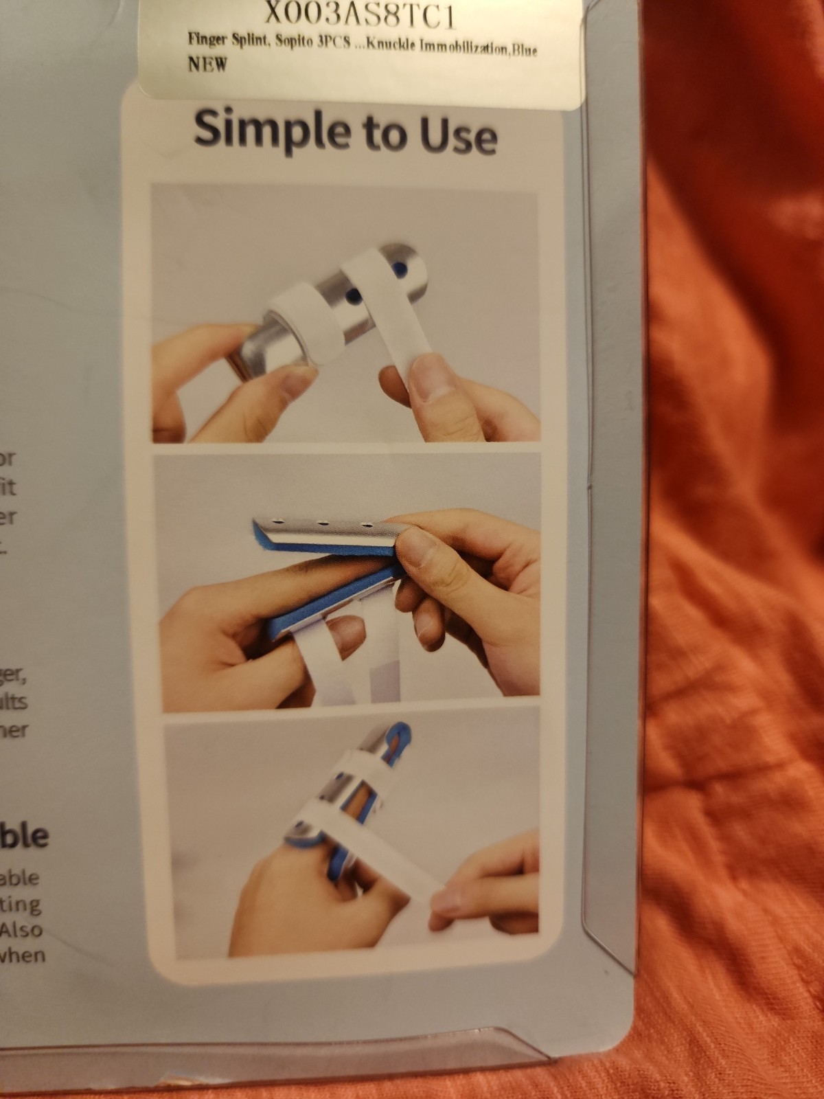 Sopito Finger Splint, 3PCS Support Brace One Size, Blue