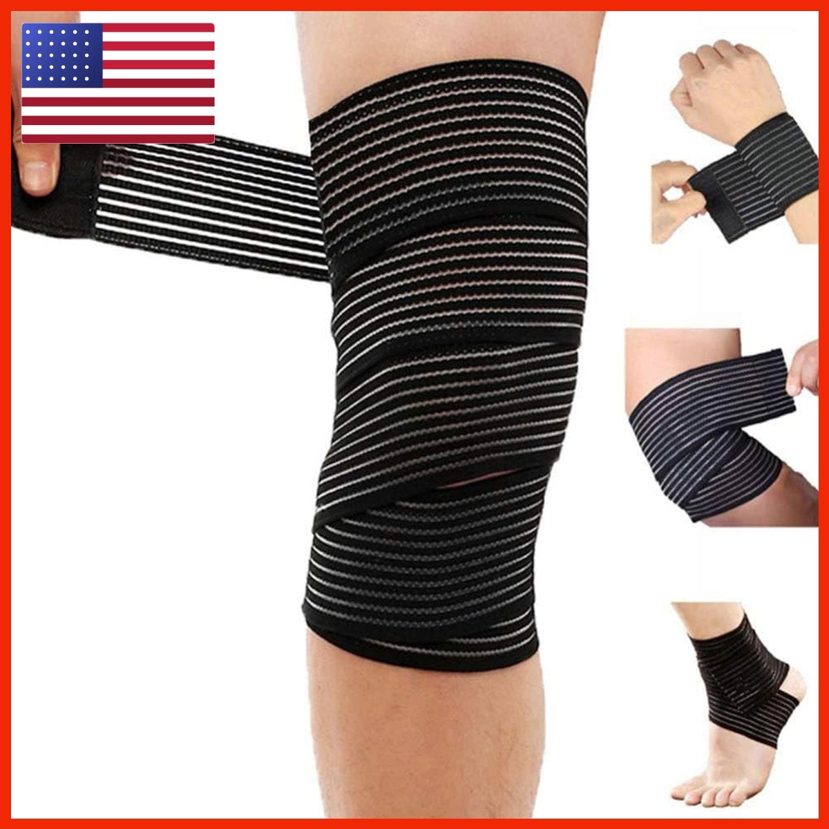 Niiwood NBT-001 Extra Long Elastic Knee Wrap Brace Support for Legs – Black 1pcs