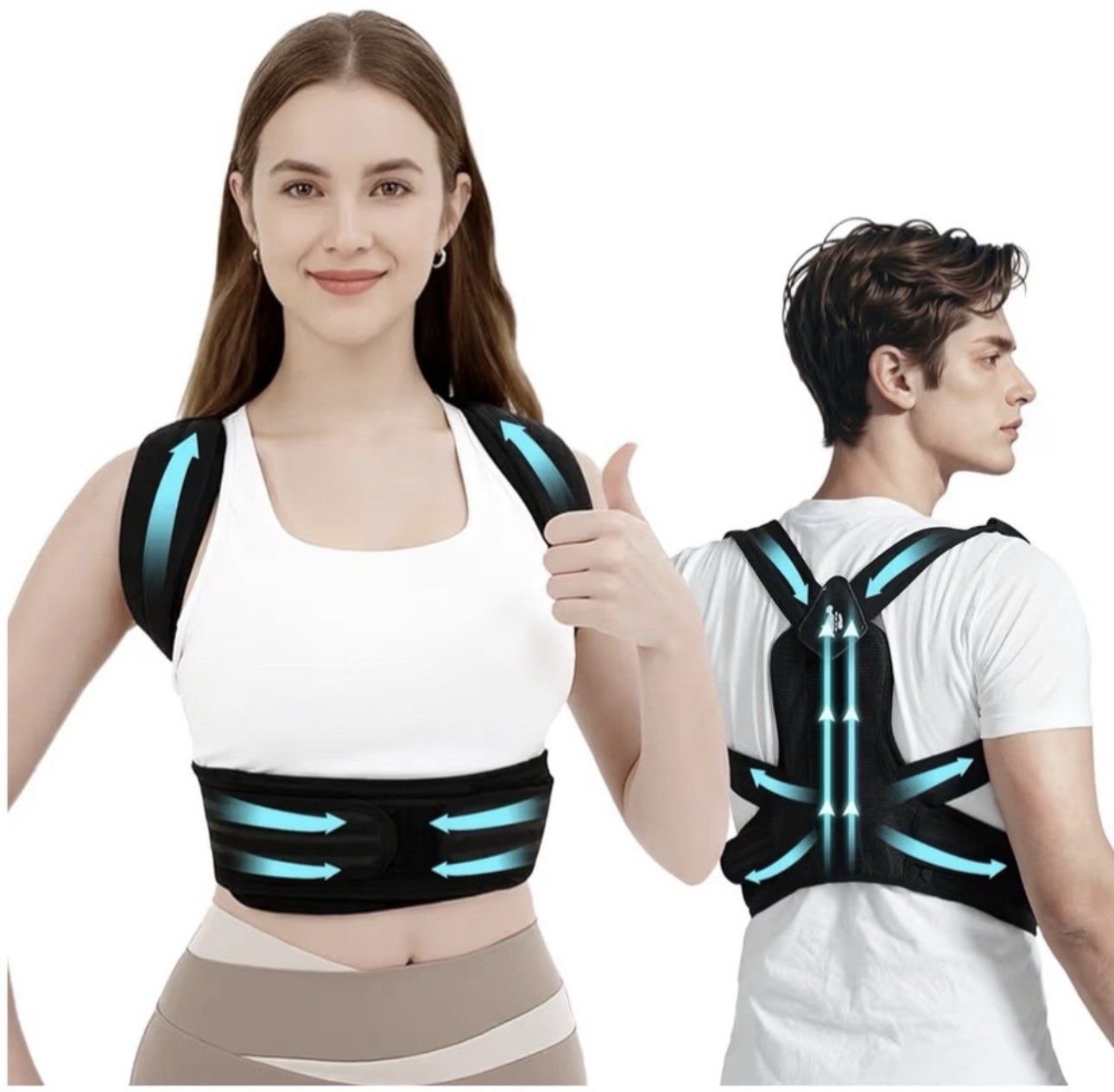 DEZIYUA Adjustable Breathable Mesh Posture Corrector Back Shoulder Black