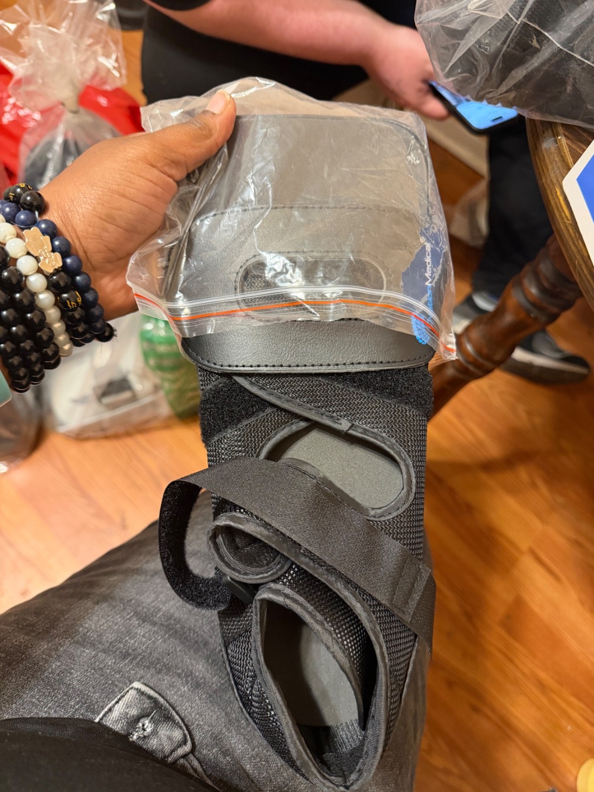 2 medium and large square toe post op shoes