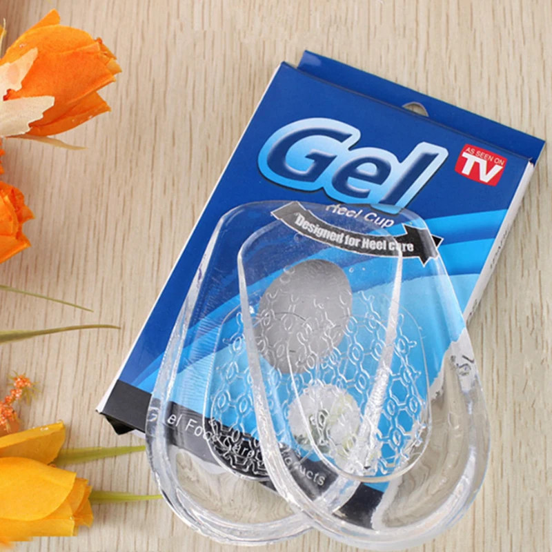 2PCS Silicon Gel Insoles Back Heel Pad Cup for Calcaneal Pain Relief Feet Care S