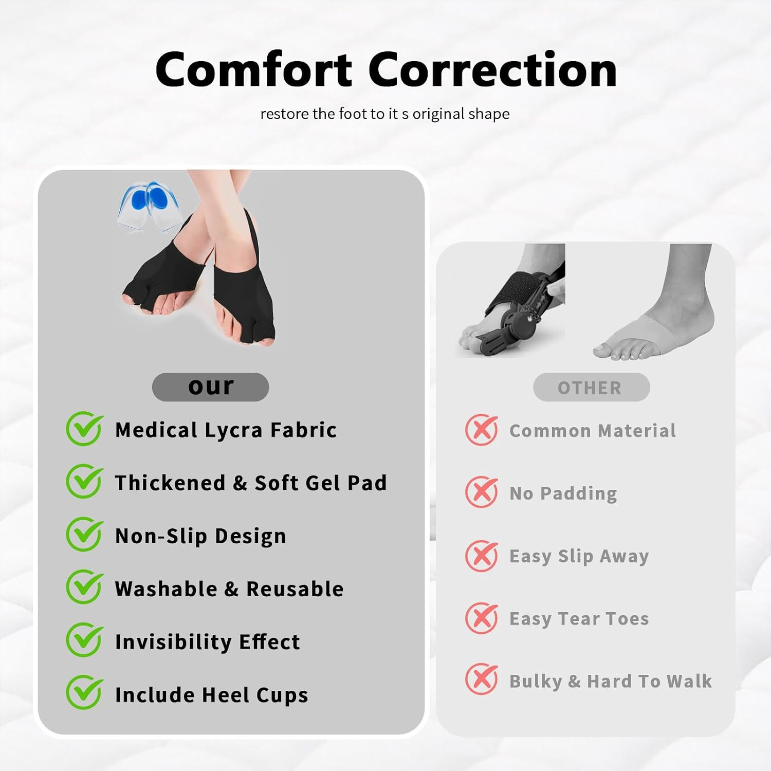 1 Pair Bunion Corrector/Splint/Brace & Big Toe Straightener/Separators for Hallu