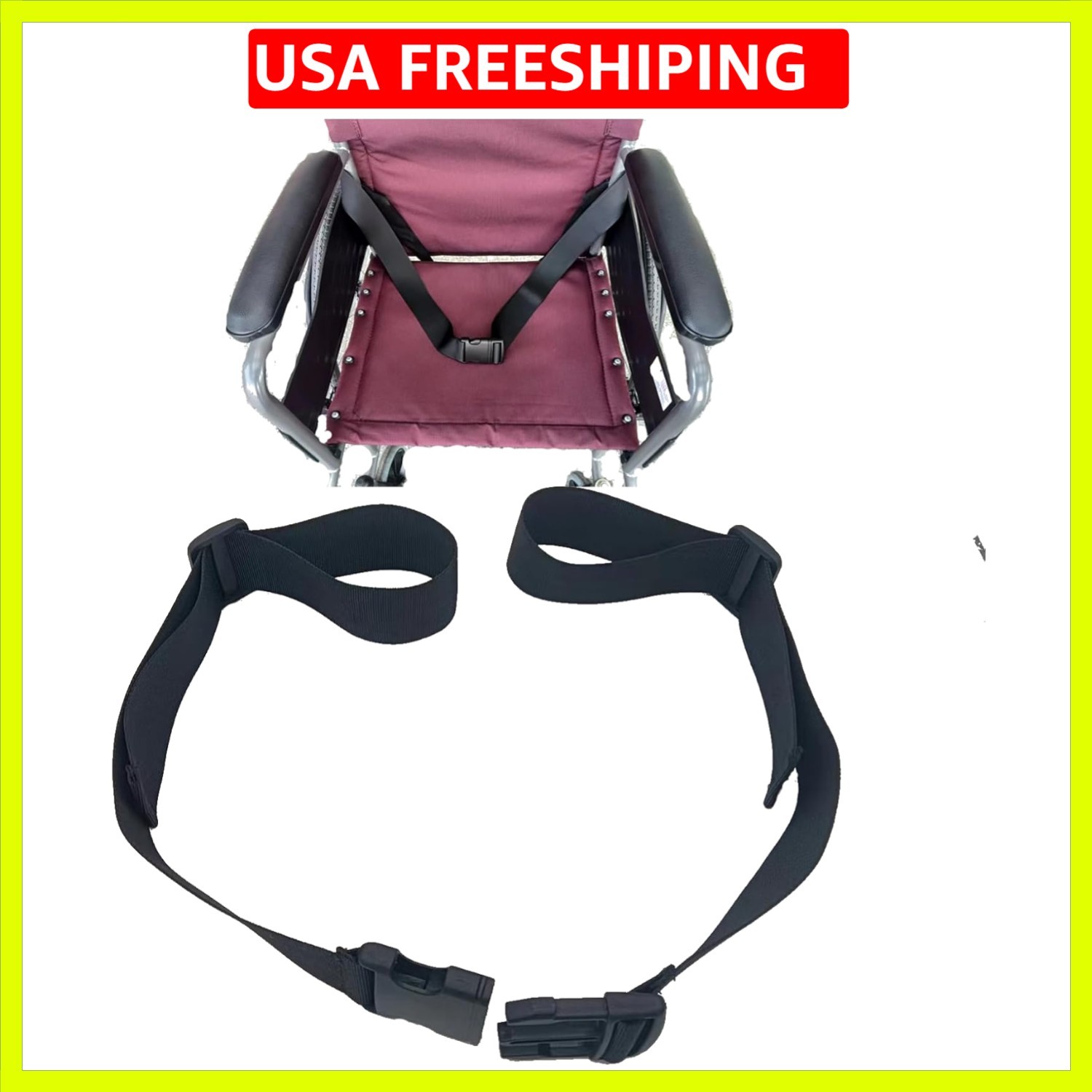 Two-piece Wheelchair Safety Strap Seat Belt Adjustable Anti-Fall Size-Suitabl…