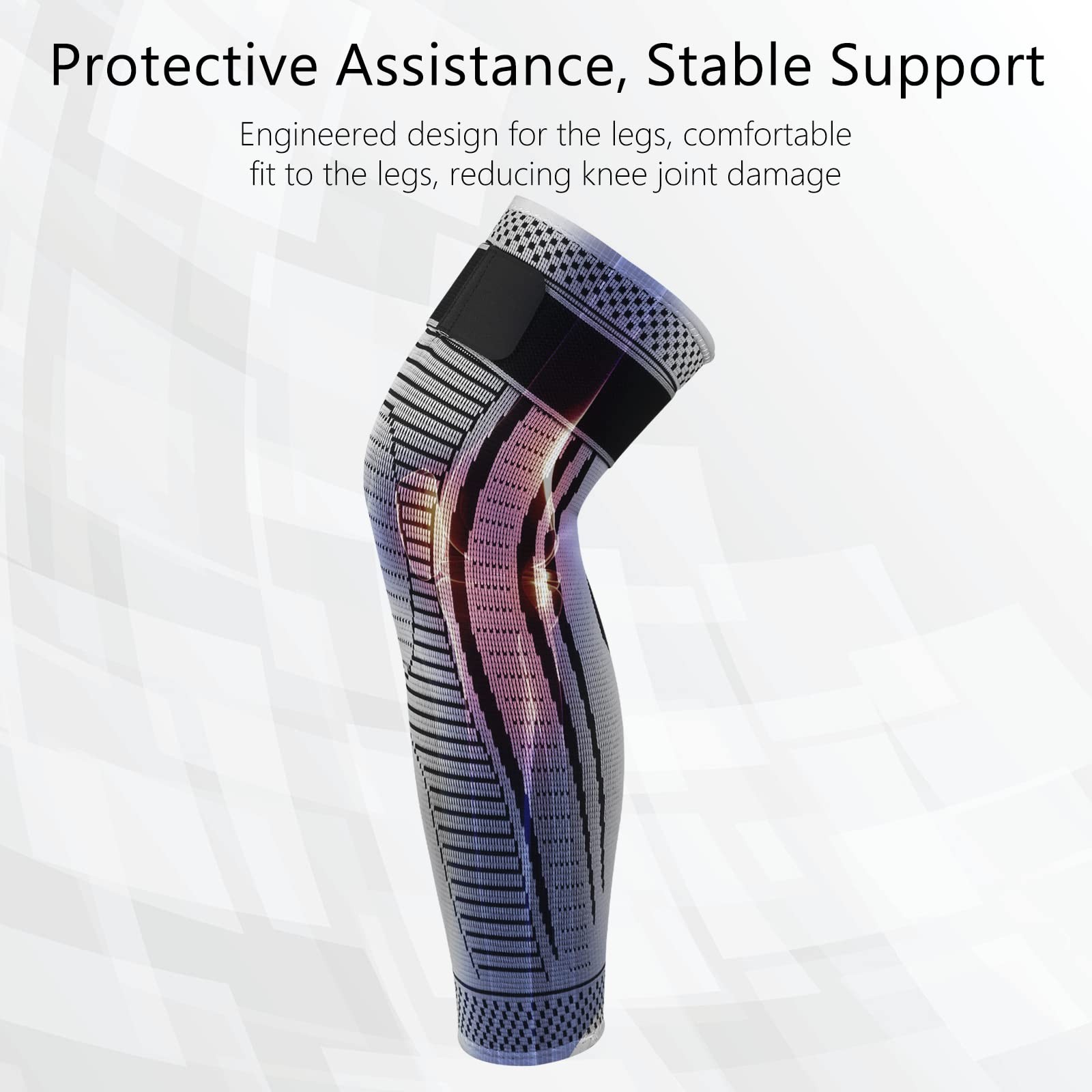 Full Leg Compression Sleeves Long Knee Support Gray Large Pair 2P