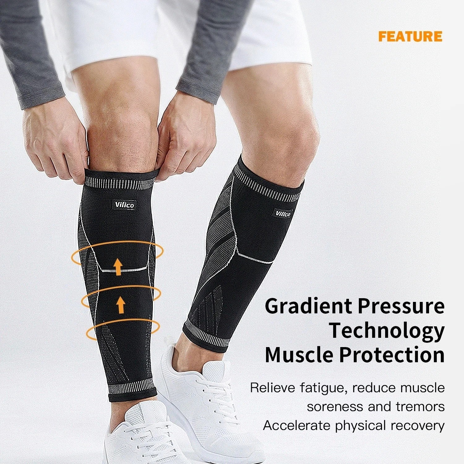 Calf Sleeves Footless Compression Socks Support Brace Shin Splint Pain Relief
