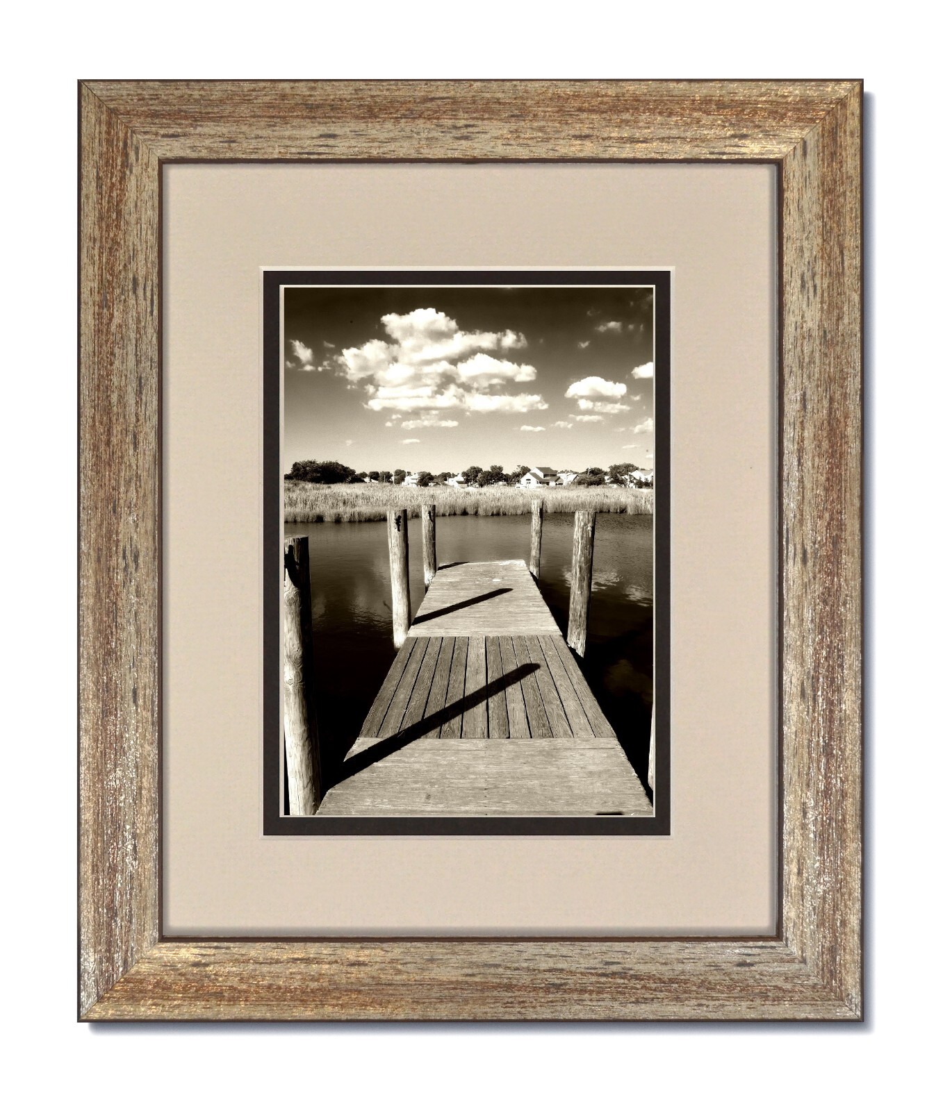 11×14 Silver Patina Frame with Glass & Oyster/Espresso Mat for 8×10