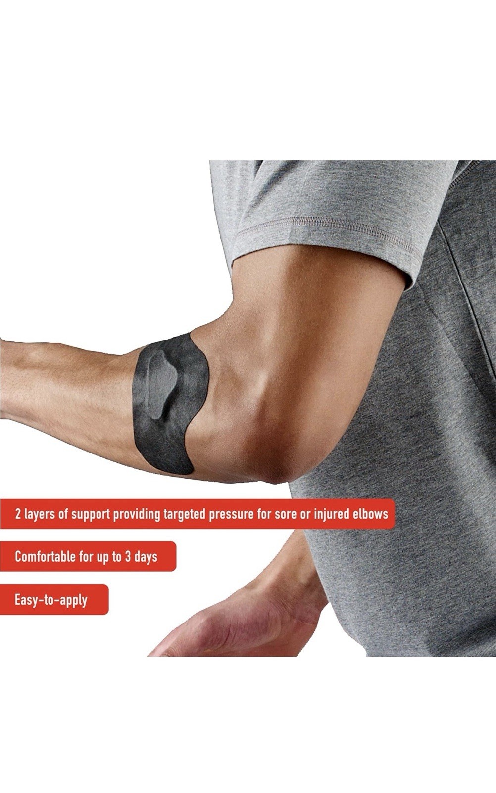 3M ACE Kinesiology Elbow Support 3-pack Sore Elbow Pain Injury Wrap NEW