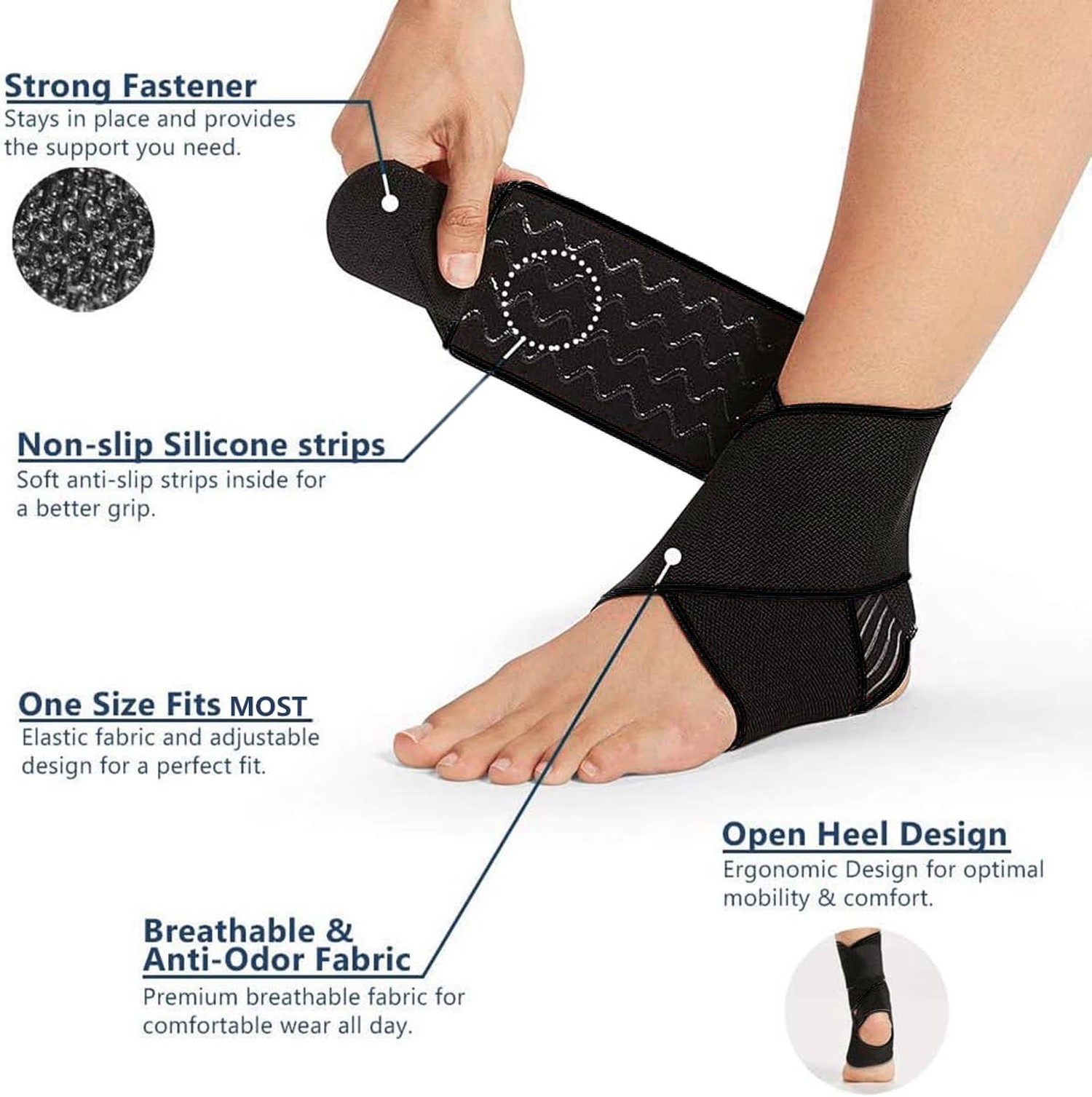 1pcs Adjustable Ankle Brace Support, Breathable Elastic Nylon Sports Wrap