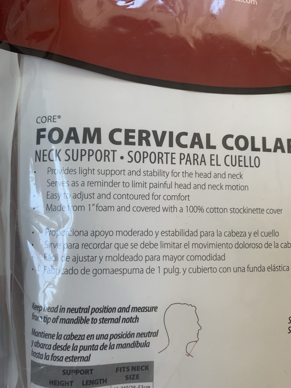 Core Products Foam Cervical Collar Neck Support Beige 3.5” Recovery USA New