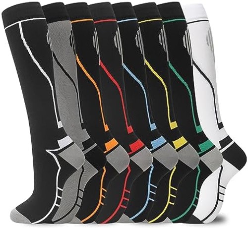 hello momoya Compression Socks for Women Men Circulation Knee High 8 Pairs fo…