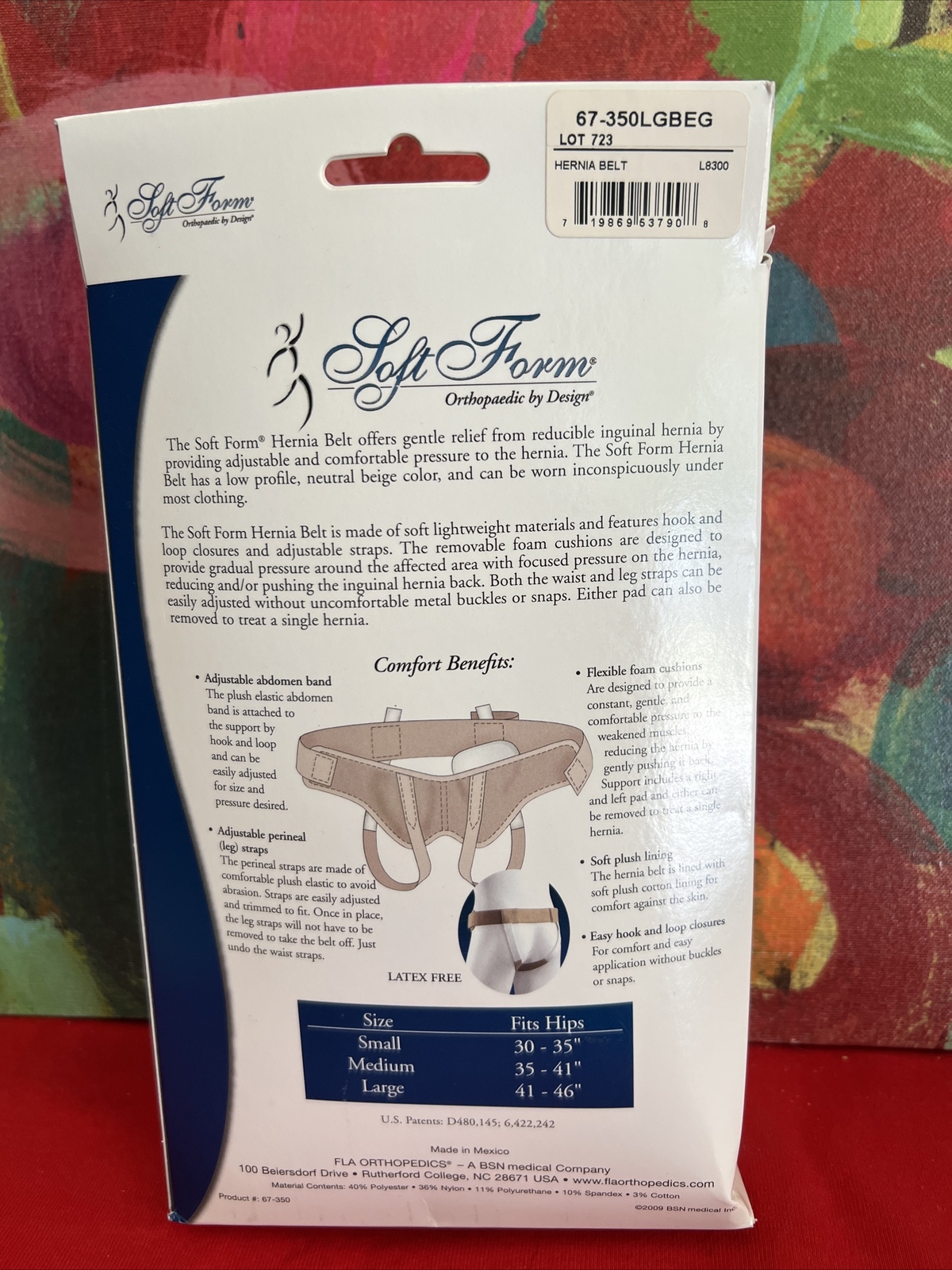 FLA Orthopedics Soft Form Hernia Belt For Men Beige Size Large New In Box