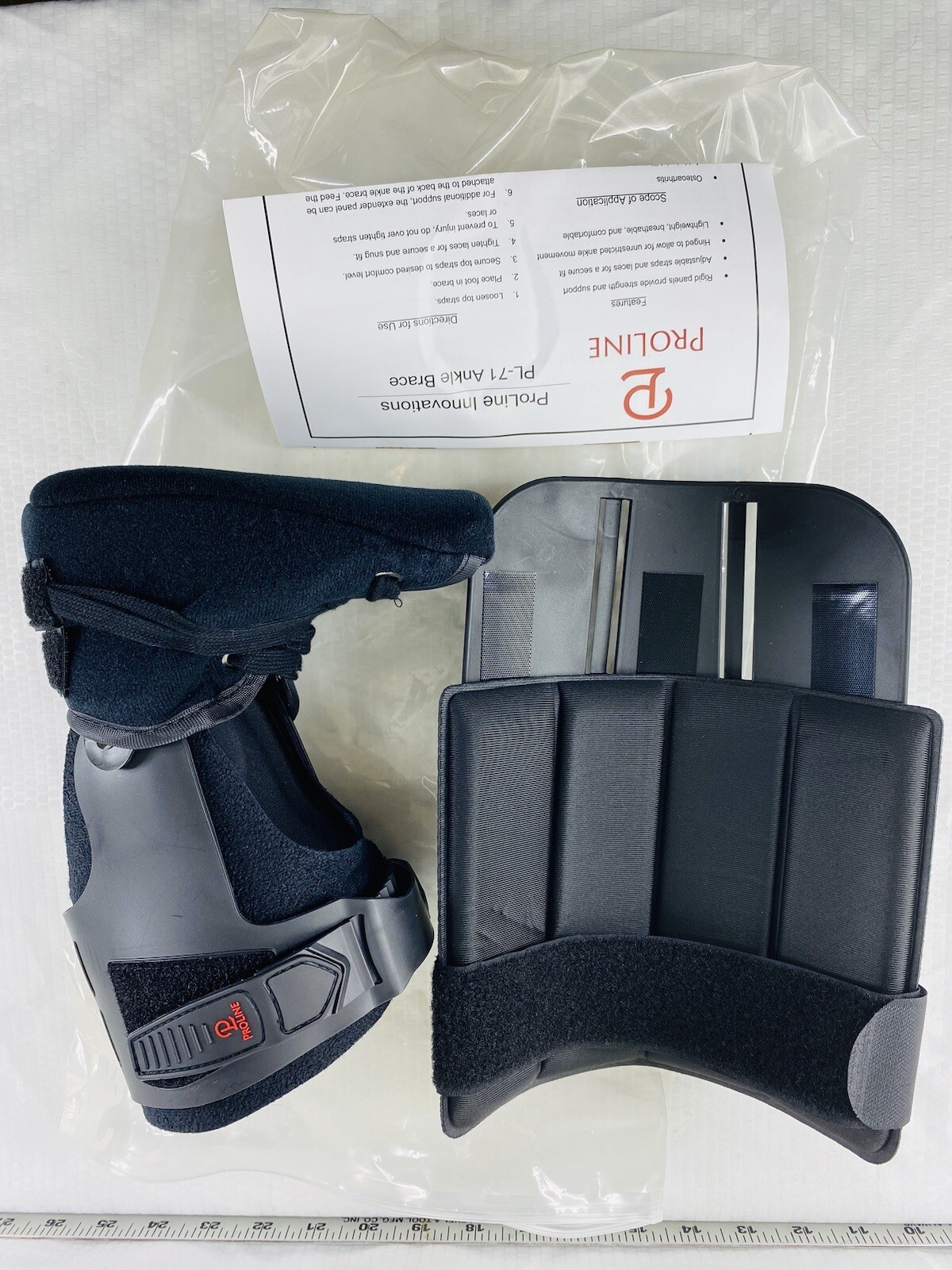 ProLine PL-71 Size LARGE (L) Ankle Support Brace Right FOOT Plus Ext. Panel.