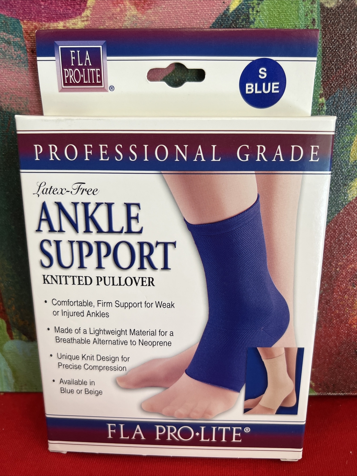 FLA Pro-Lite Ankle Support Knitted Pullover Blue Size Small New In Box