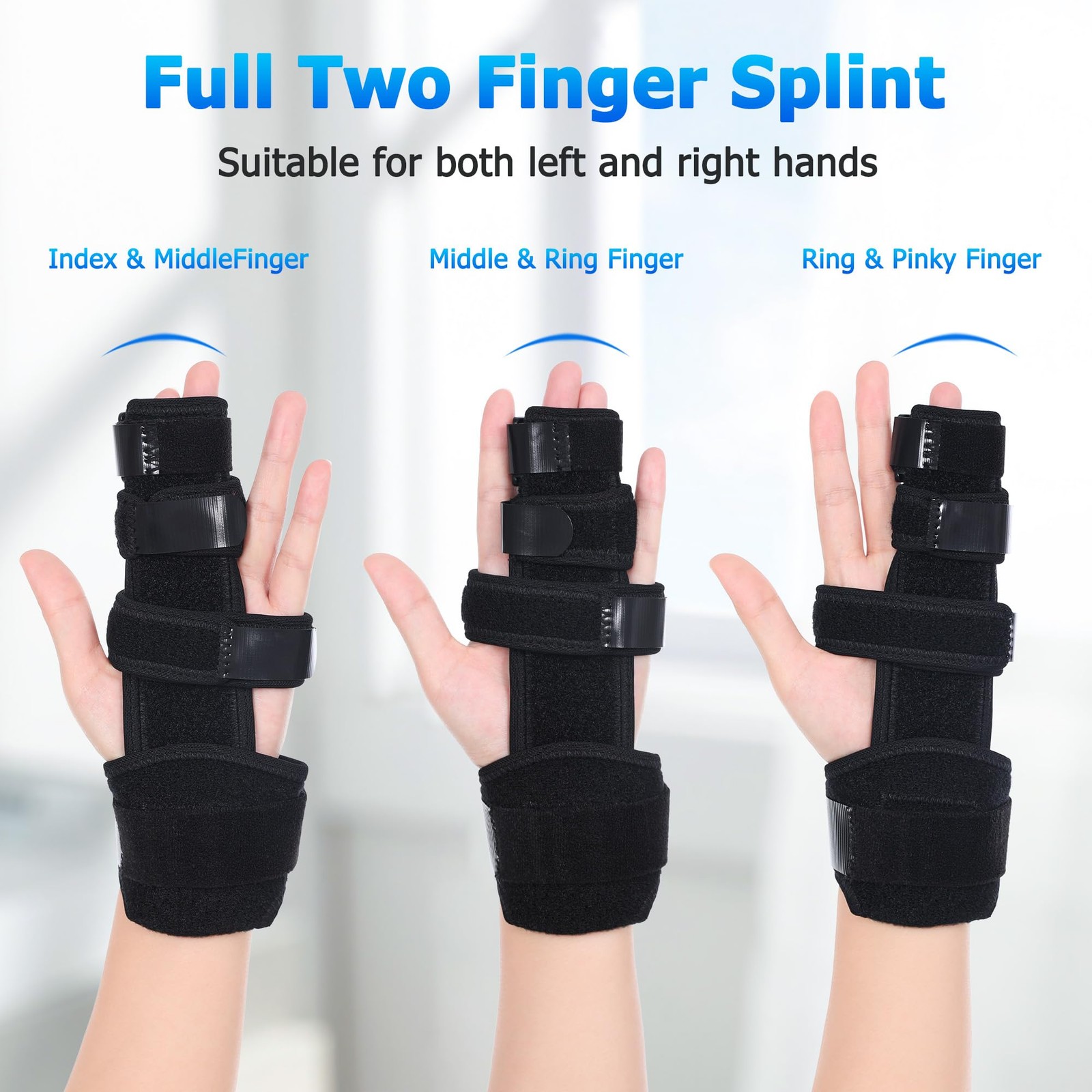 2 Finger Splint, Reversible Trigger Finger Splint, Adjustable Length Finger B…