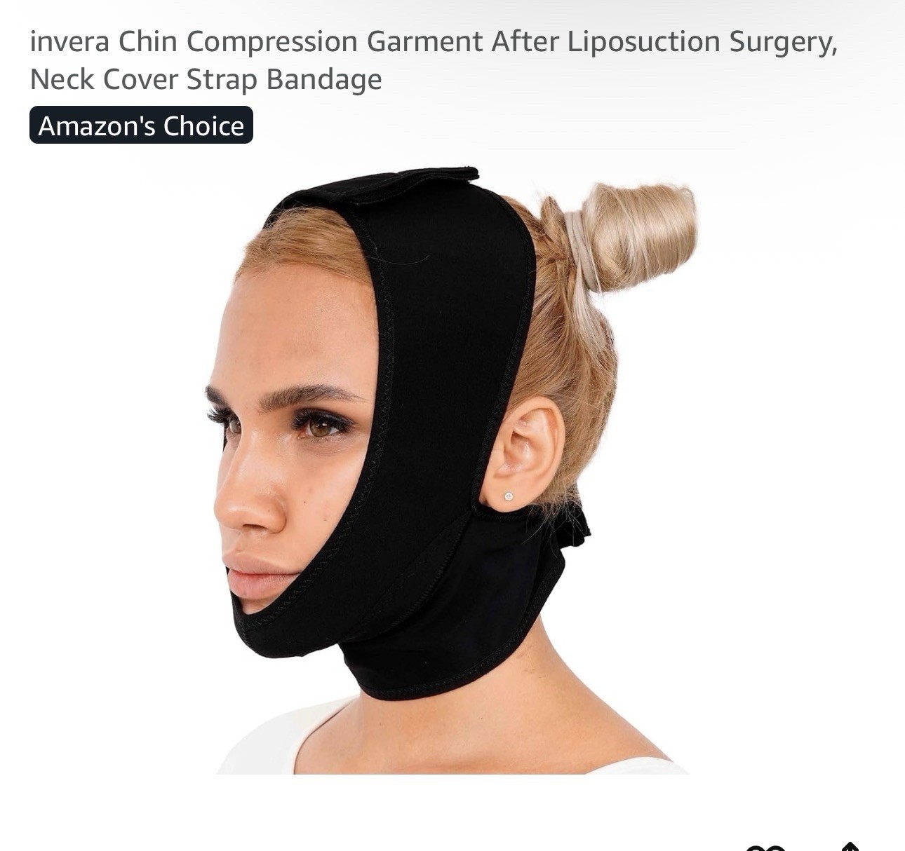 Invera Chin Compression Garment Post Surgery Neck Strap Black