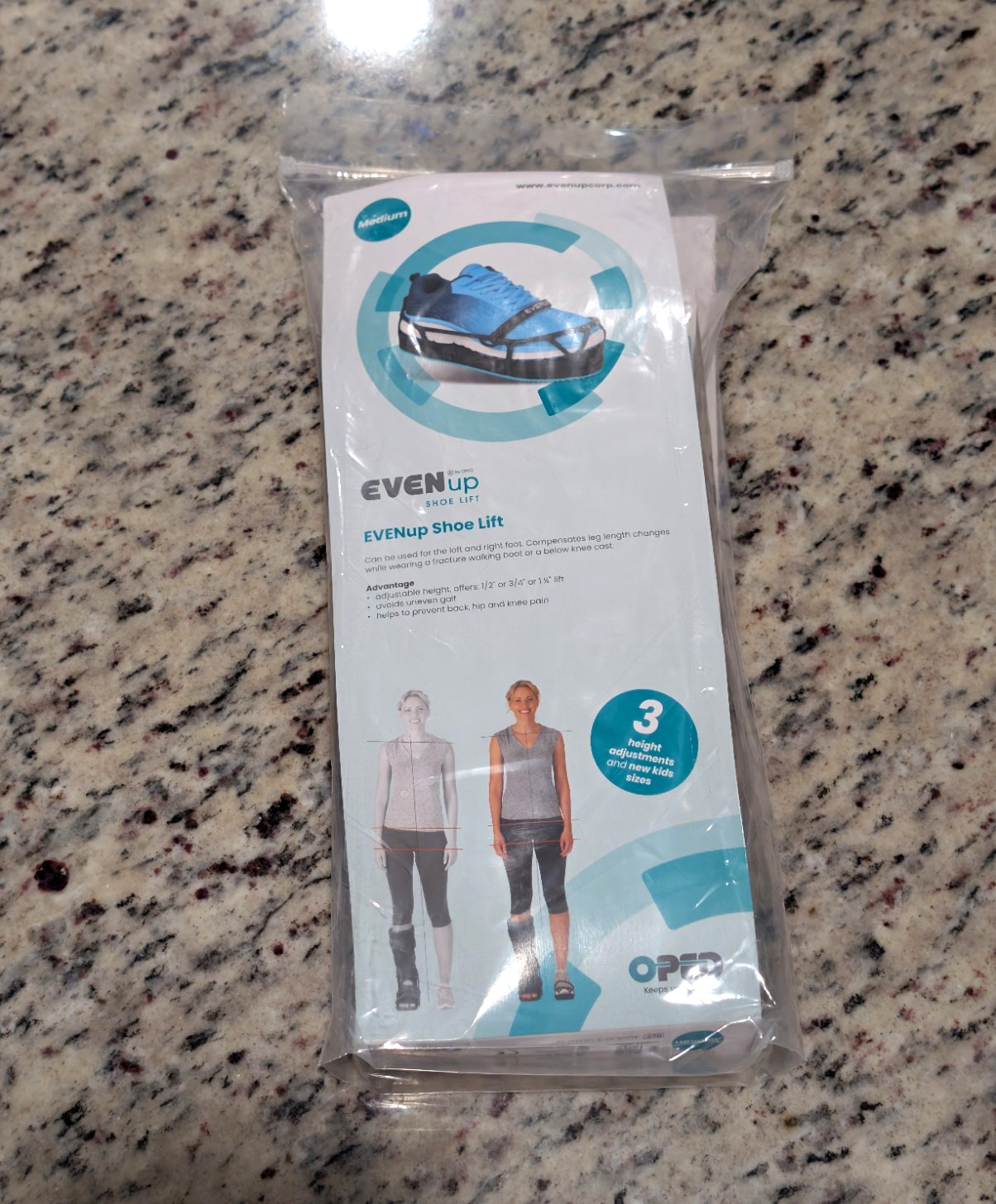 OPED EVENup Shoe Lift Medium Adjustable Walking Boot Leveler Equalizer NEW