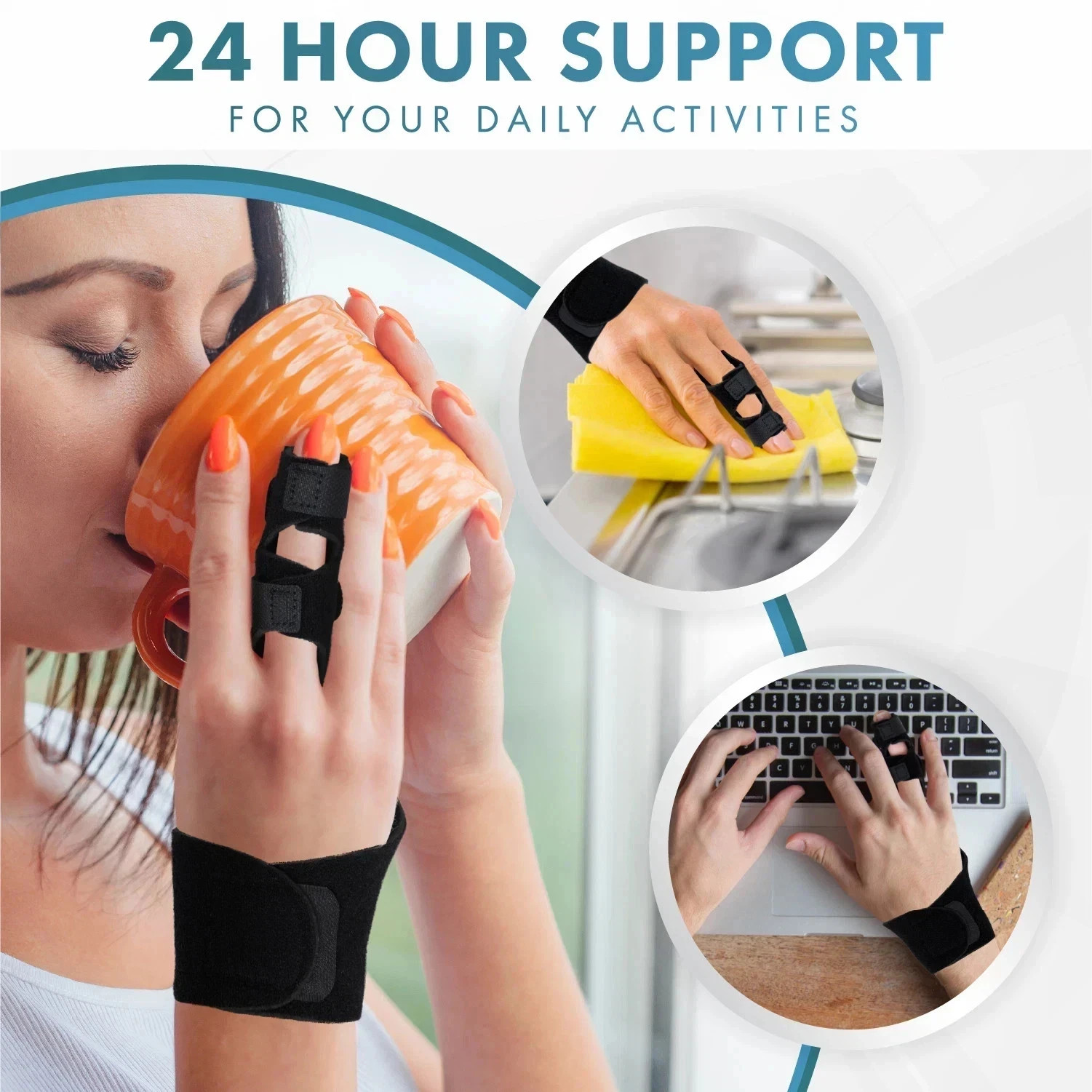 Trigger Finger with Metal Support Splint Straightener Corrector Brace Protector