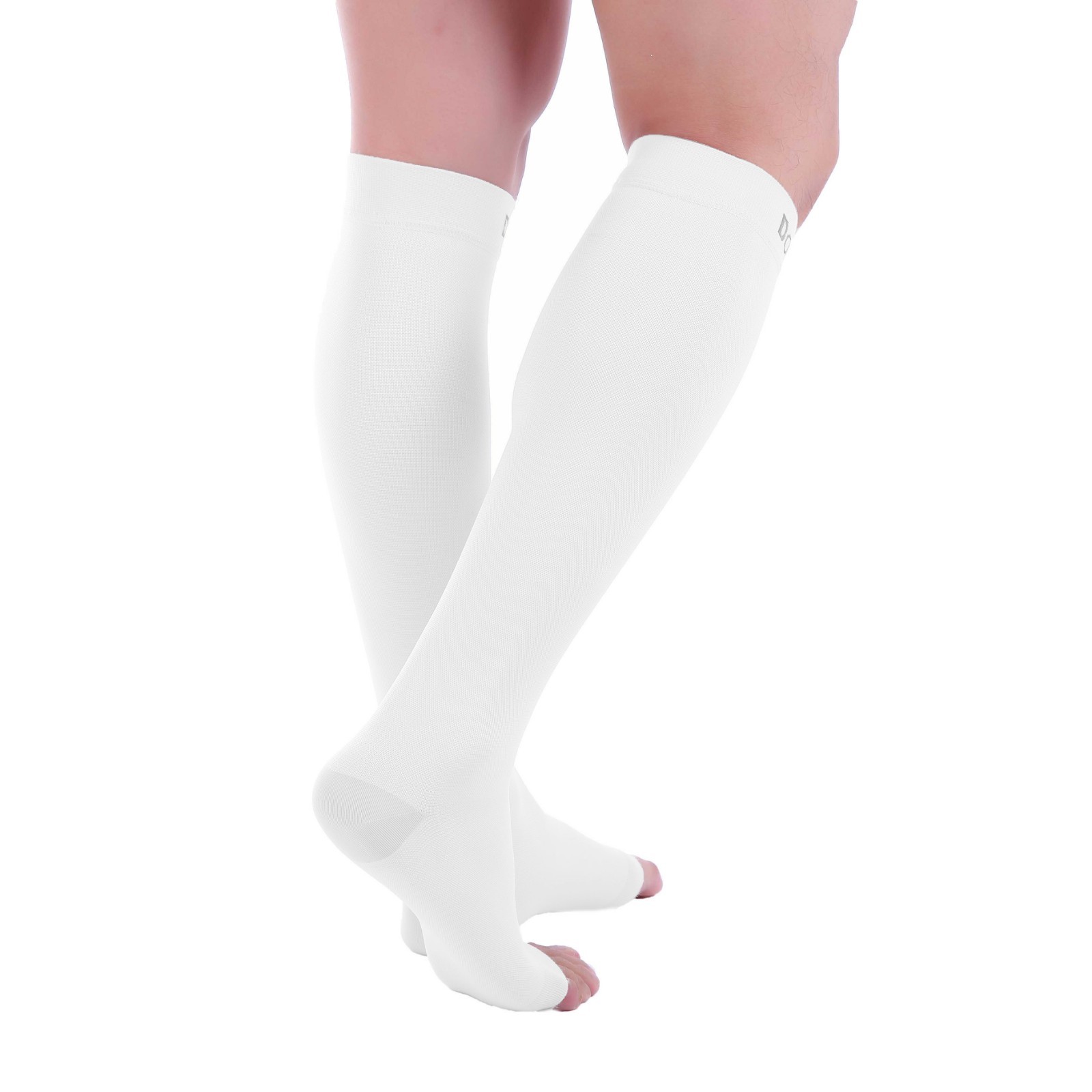 Doc Miller Open Toe Compression Socks 20-30 mmHg Recovery Varicose Veins WHITE