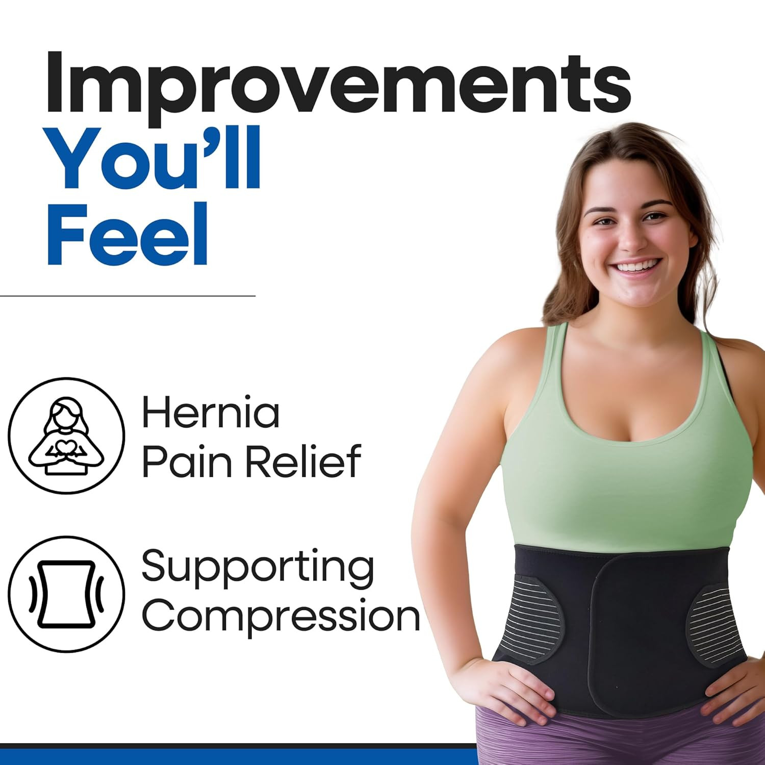 Hernia Belt for Men or Women – plus Size Abdominal Binder Post Surgery Tummy Tuc