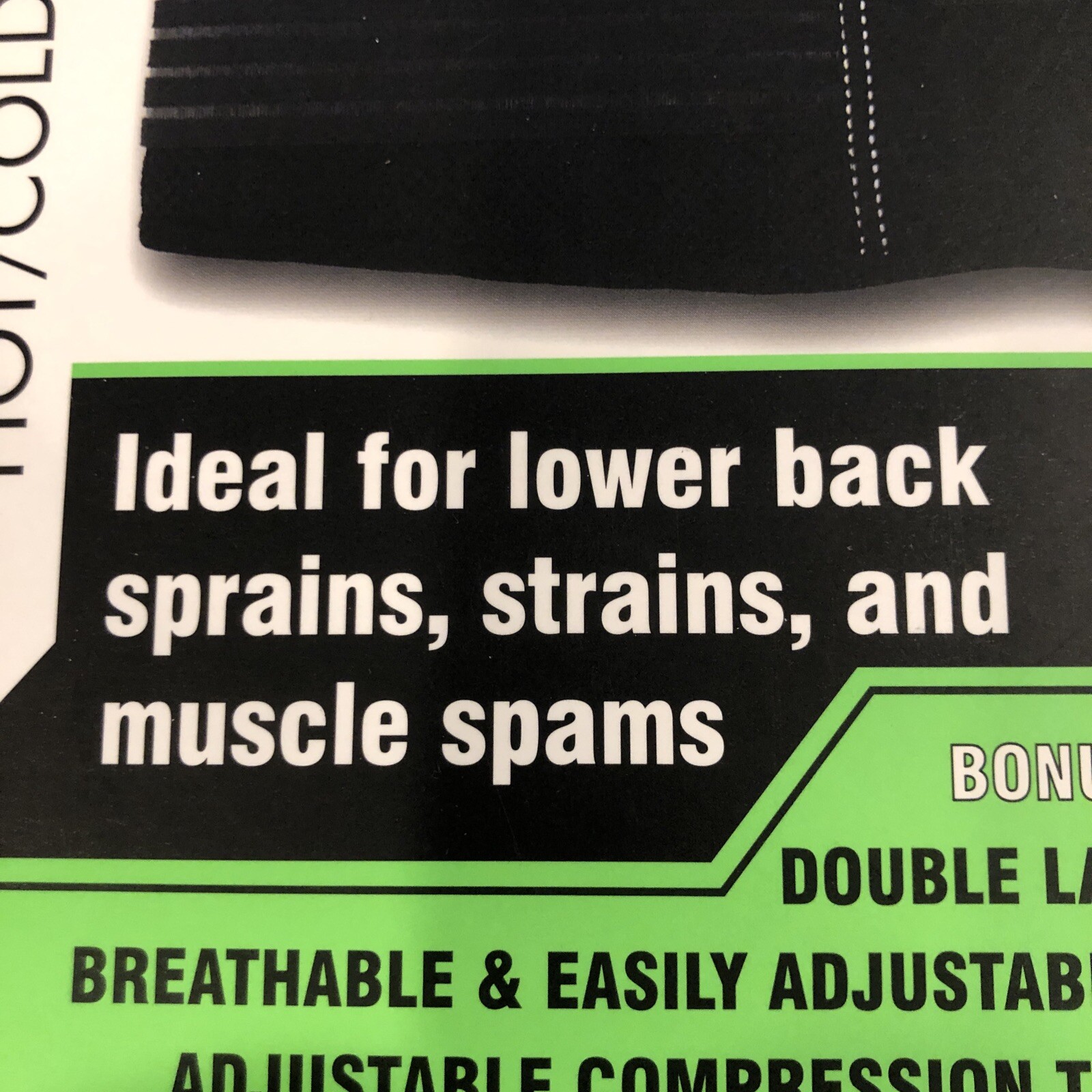 Back Brace Lumbar Support Adjustable LG/XL Hot/Cold Pack Included NEW Black