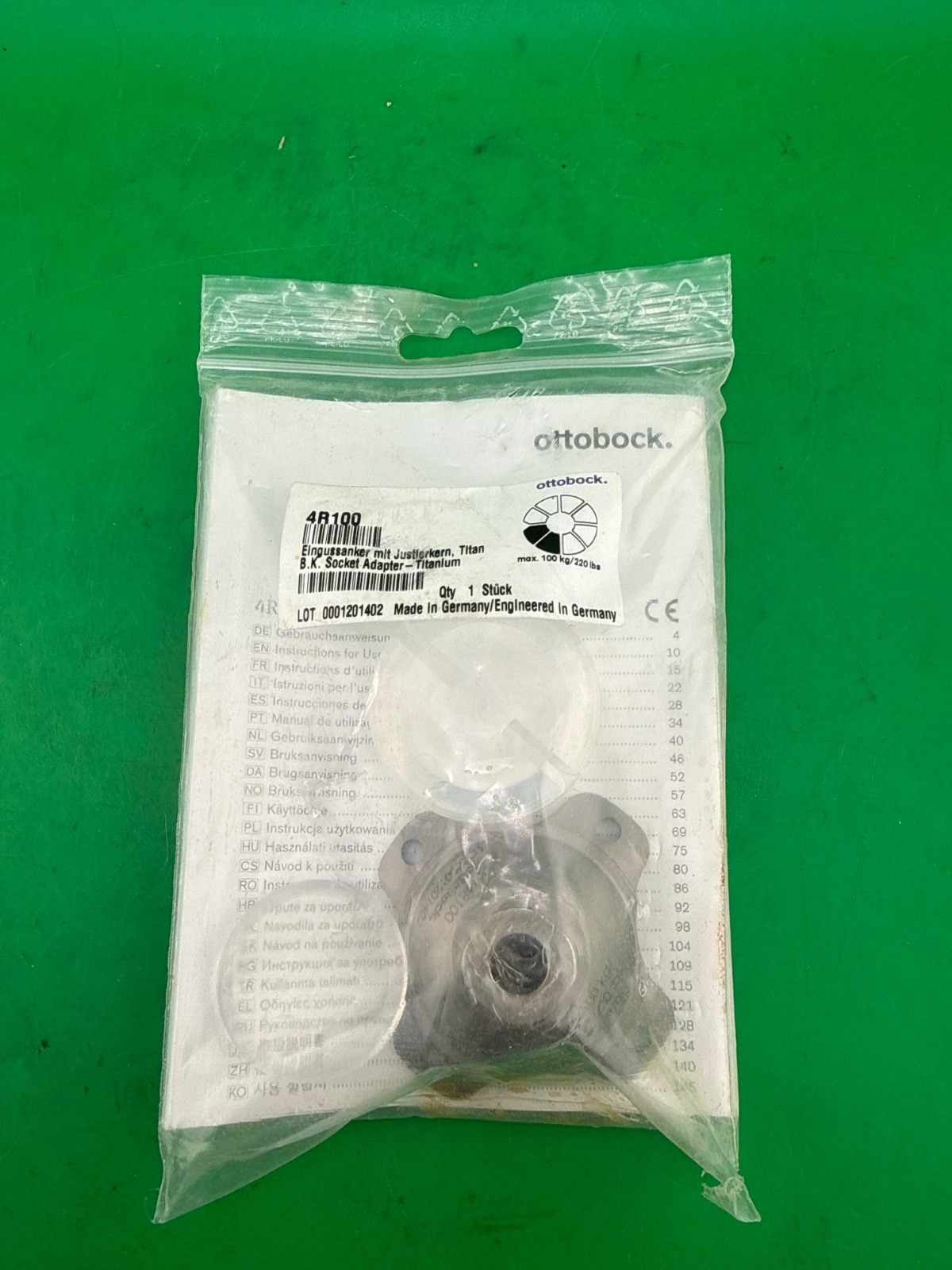 Ottobock Otto bock 4r100 prosthetic lamination adapter.