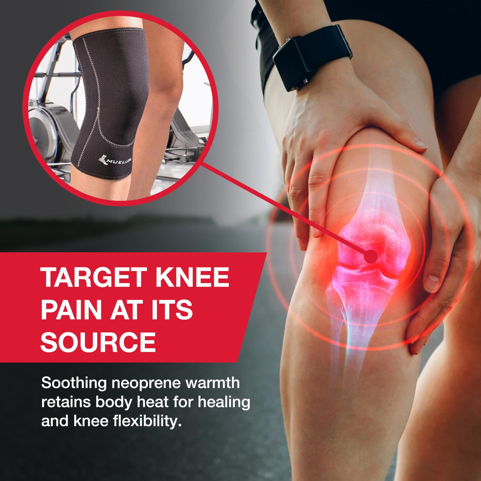 MUELLER Sports Medicine Closed Patella Knee Sleeve, Pain Medium, Black