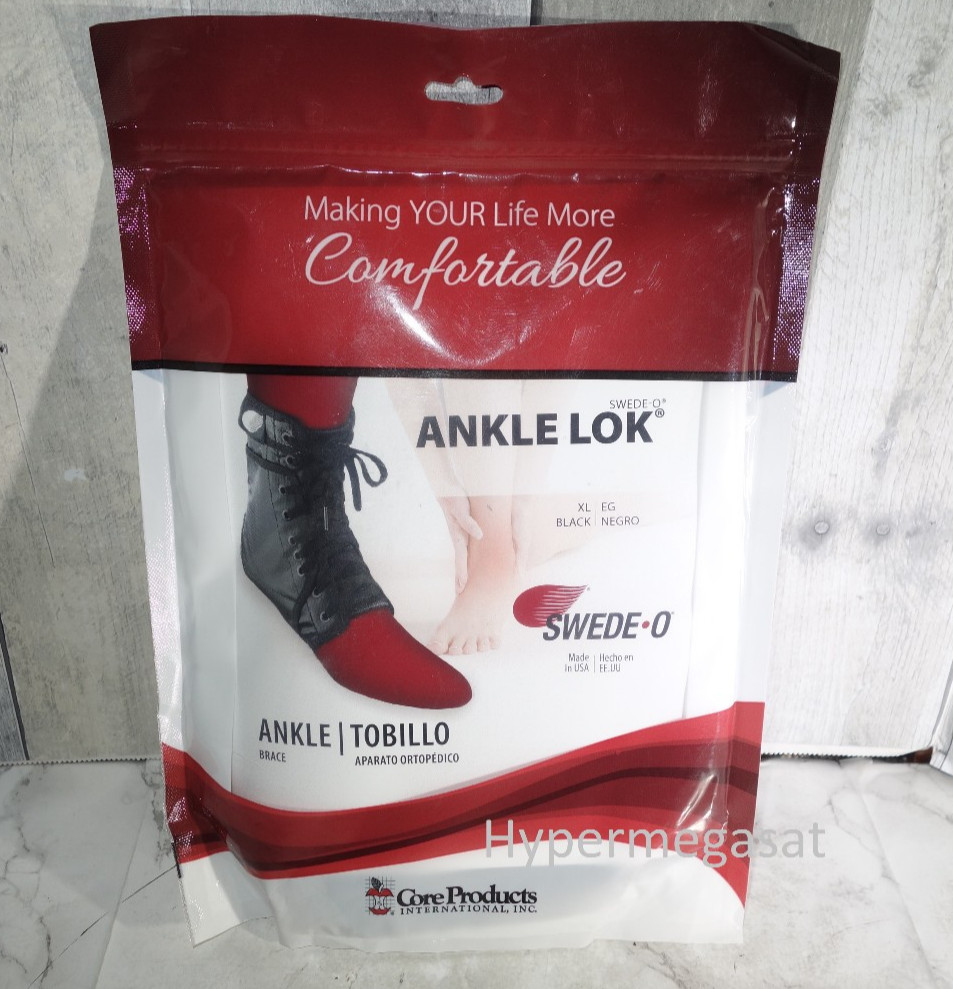 Original SWEDE-O ANKLE LOK Support Brace Black WITH STABILIZER Inserts XL USA