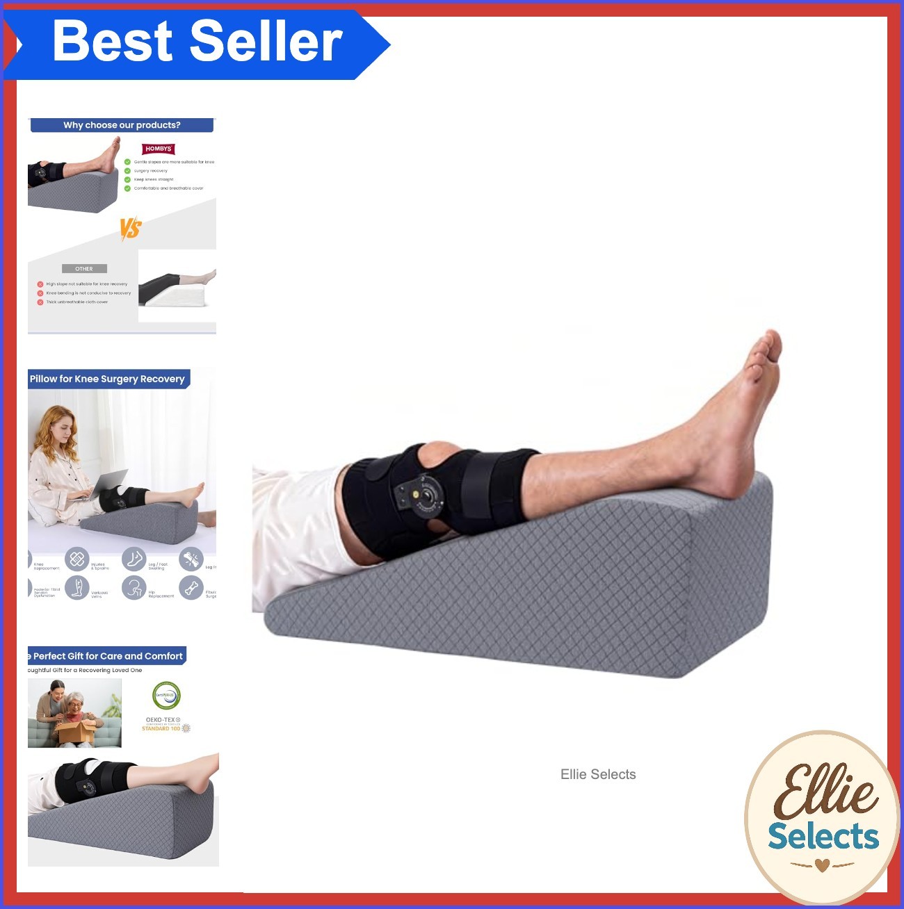Leg Elevation Pillow for After Surgery 27 Inch Wedge for Knee Hip Ankle Support