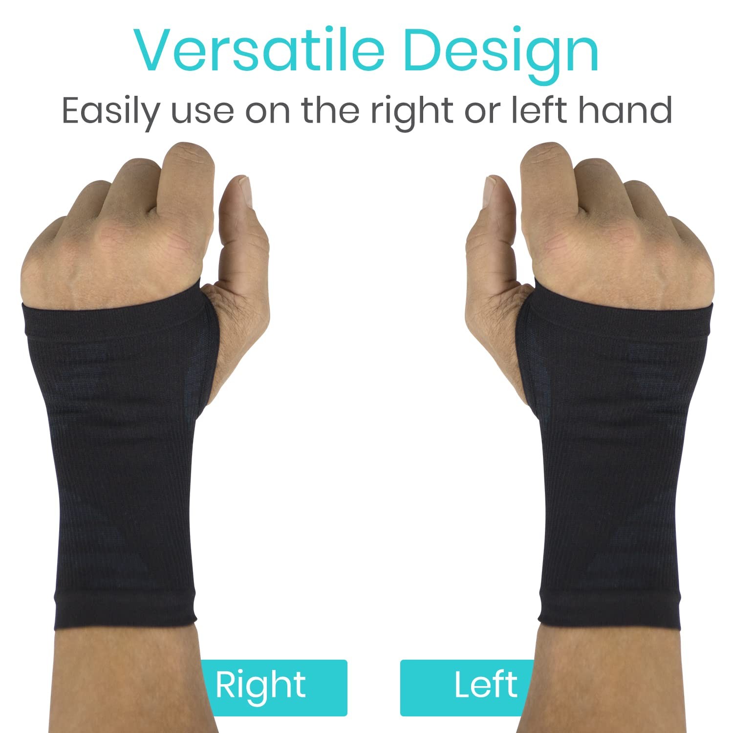Vive Wrist Compression Sleeve Support Brace for Pain Relief – Medium, Black
