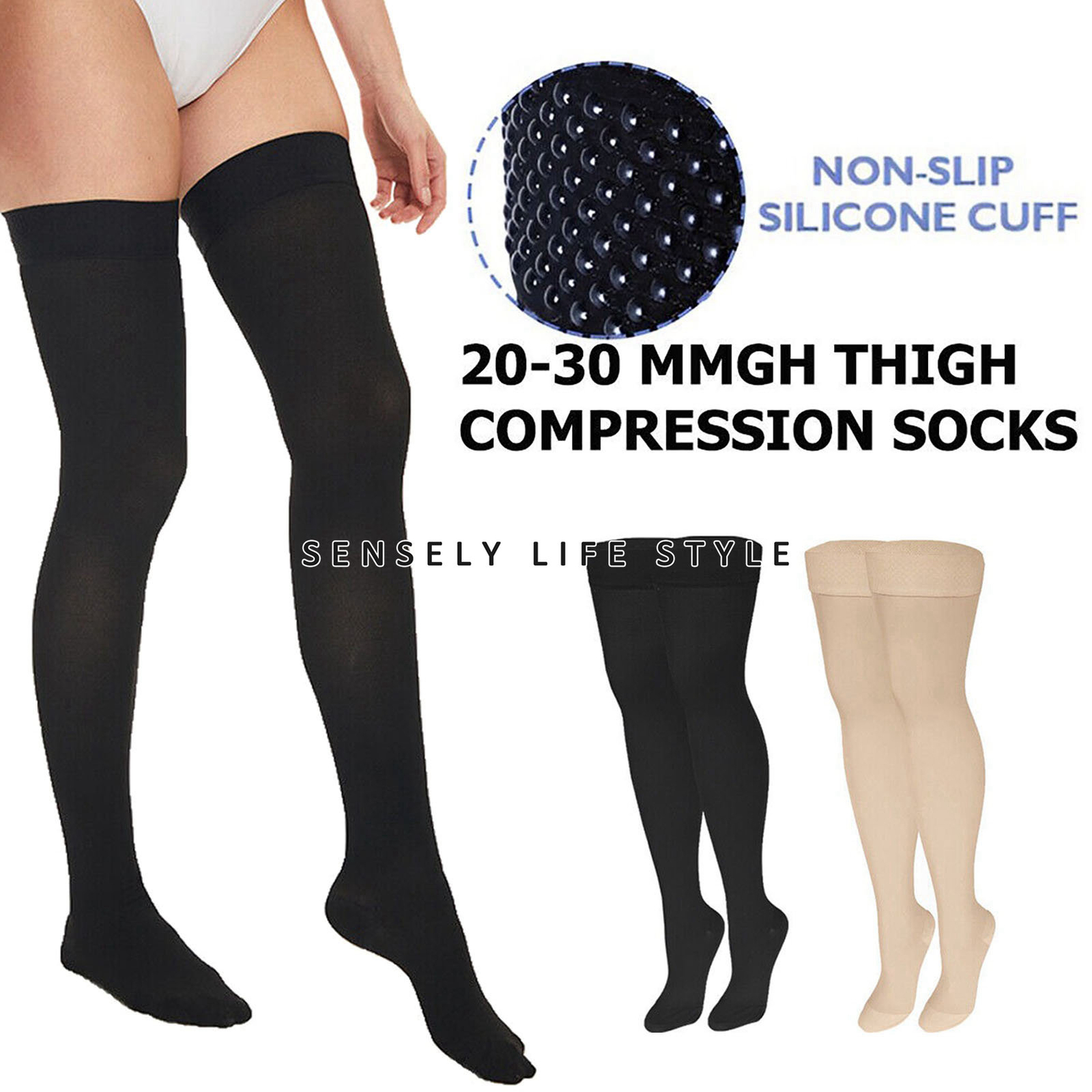 Thigh High Compression Stockings for Women Men 32mmHg Slimming Socks for Work US