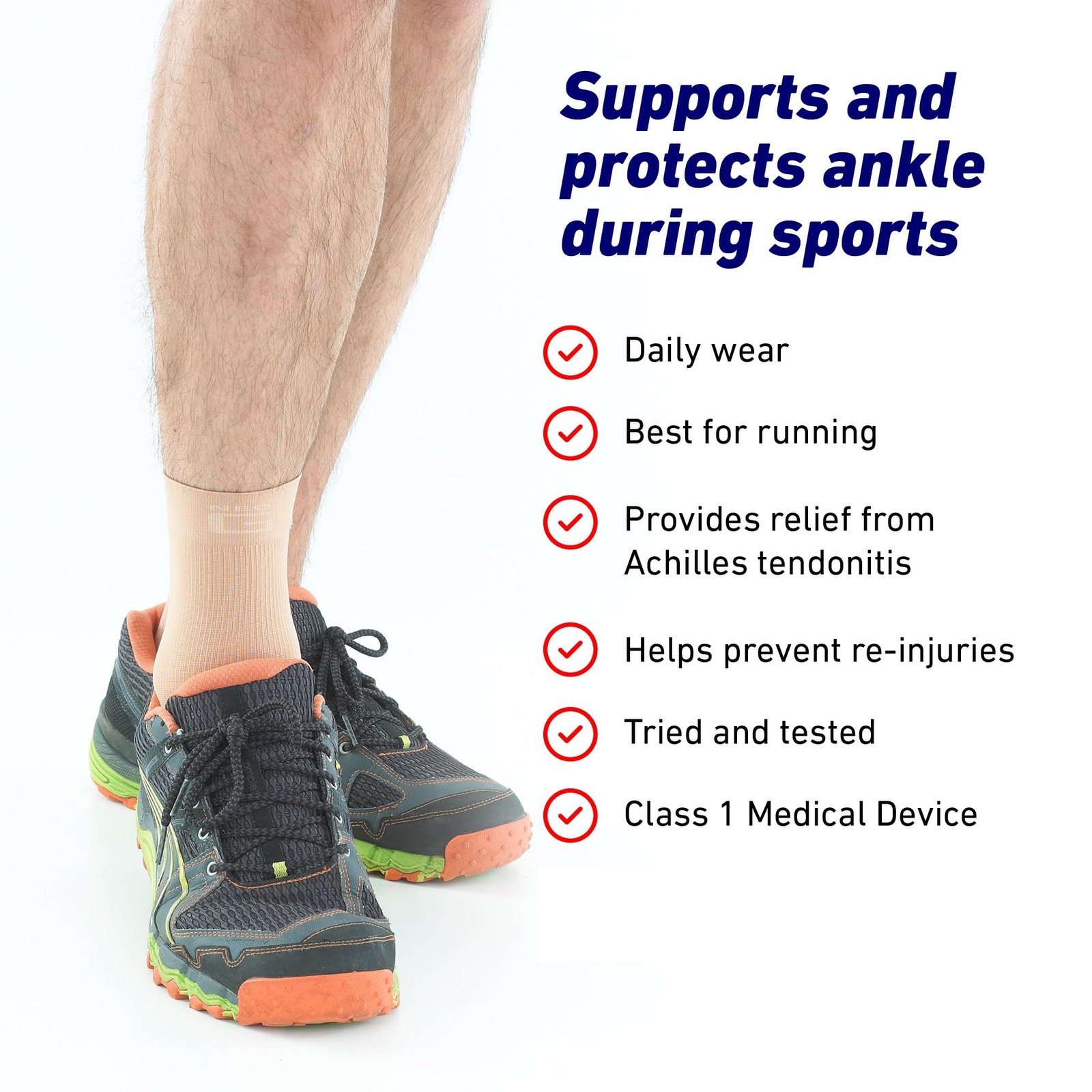 Airflow Ankle Compression Sleeve Tendonitis Support Joint Pain S Beige