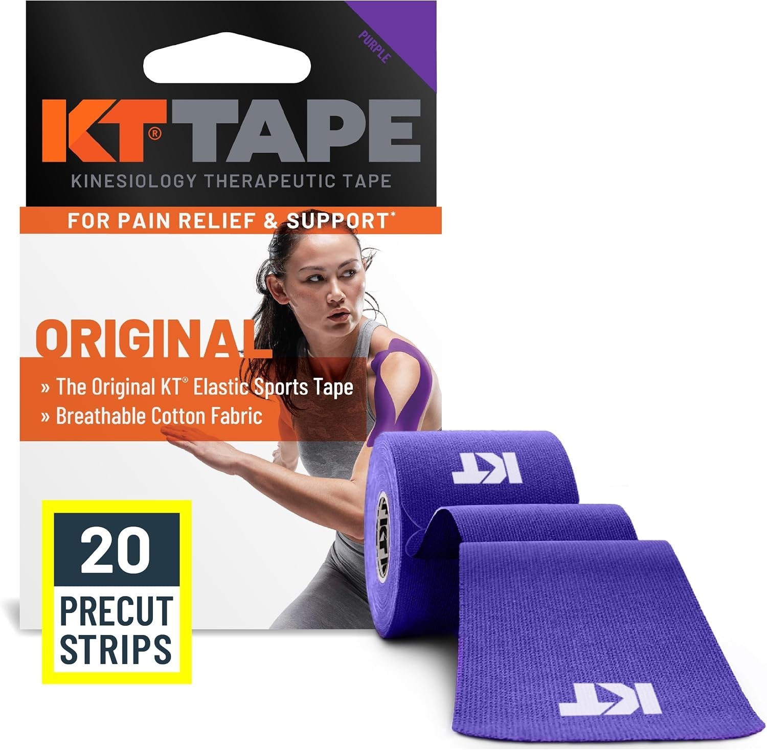 Kinesiology Tape 20 Count – 10” Precut Strips – Hypoallergenic & Elastic