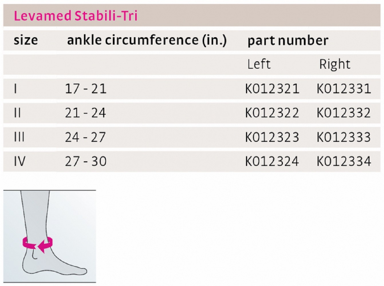 Corflex Levamed Stabili-Tri Ankle Brace, Size 3 – Left Medium (24-27cm)