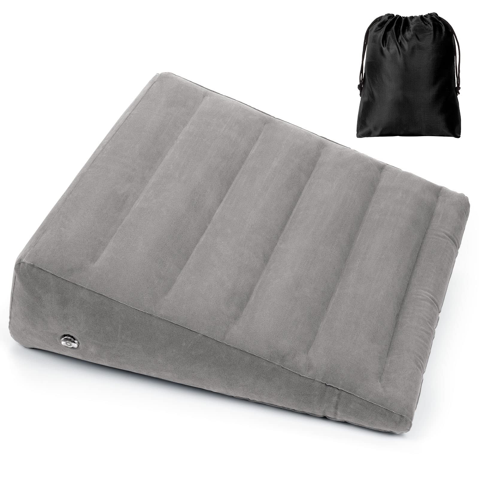 USHMA Inflatable Wedge Pillow for Sleeping, Portable Travel Small, Light Grey