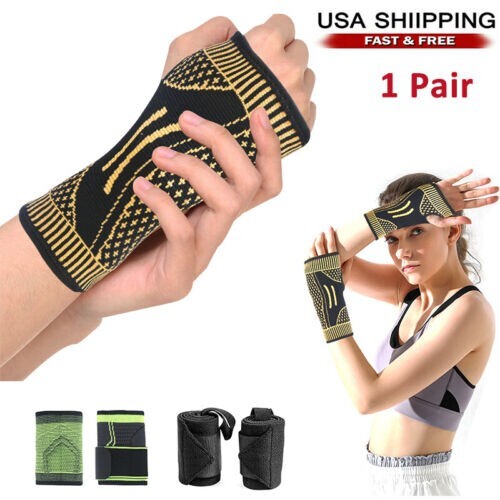1 Premium Copper-Infused Wrist Compression Sleeve,support,arthritis, Large, NEW