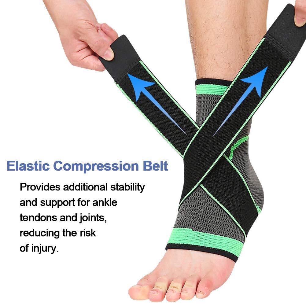 Ankle Brace Support Compression Sleeve Strap for Relief Sprained Tendon Foot Gym