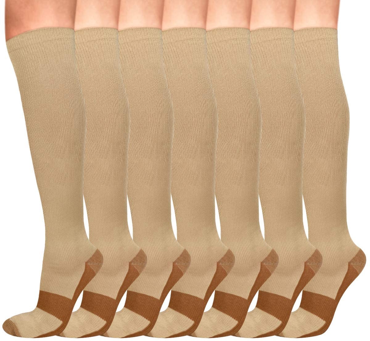 3 Pairs Copper Compression Socks 20-30mmHg Graduated Support Mens Womens S-XXL