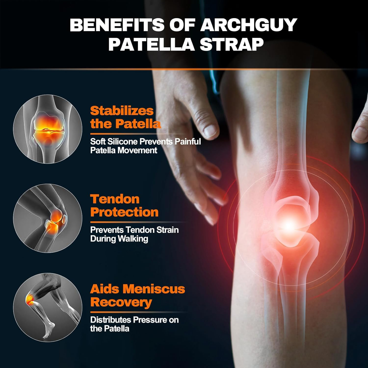 Knee Strap Patella Support Pain Relief Stabilizer Tendonitis Jumpers Running