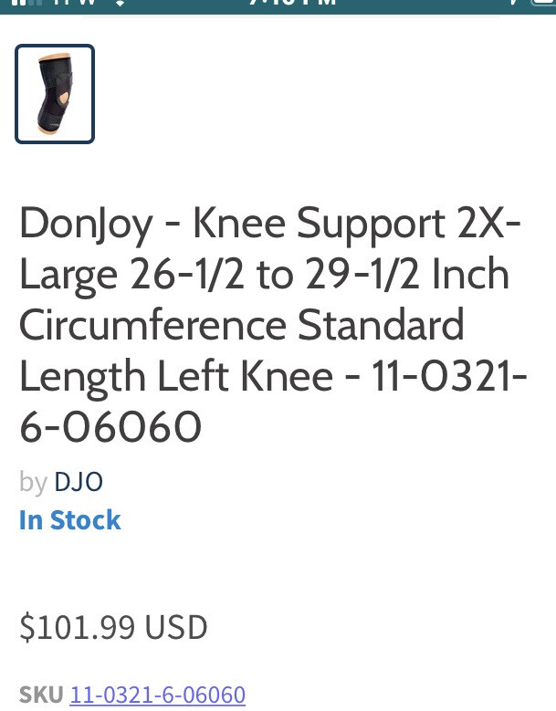 DJ Ortho/Donjoy Lat Pat Knee Brace Sprt, LT, XXL, BLK for support of the Patella