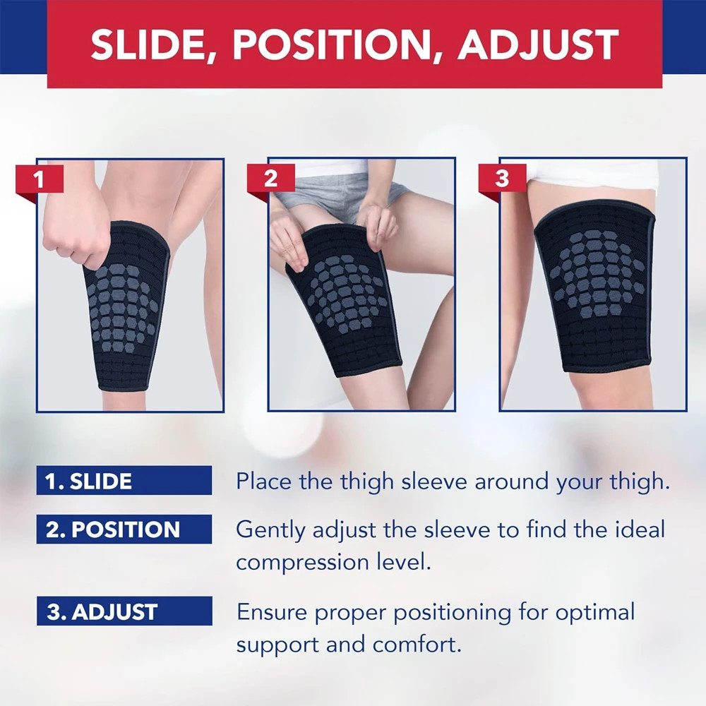 1 Pair Thigh Compression Sleeves – Quad & Hamstring Support for Running, Gym – I
