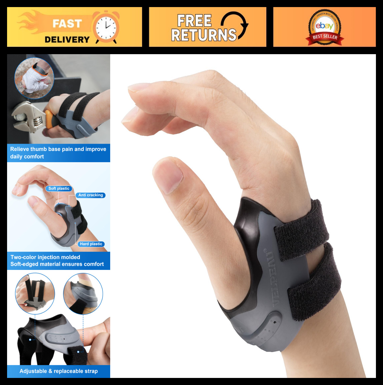 Thumb Arthritis Support Brace – CMC Joint Stabilizer with Compression Sleeve – R