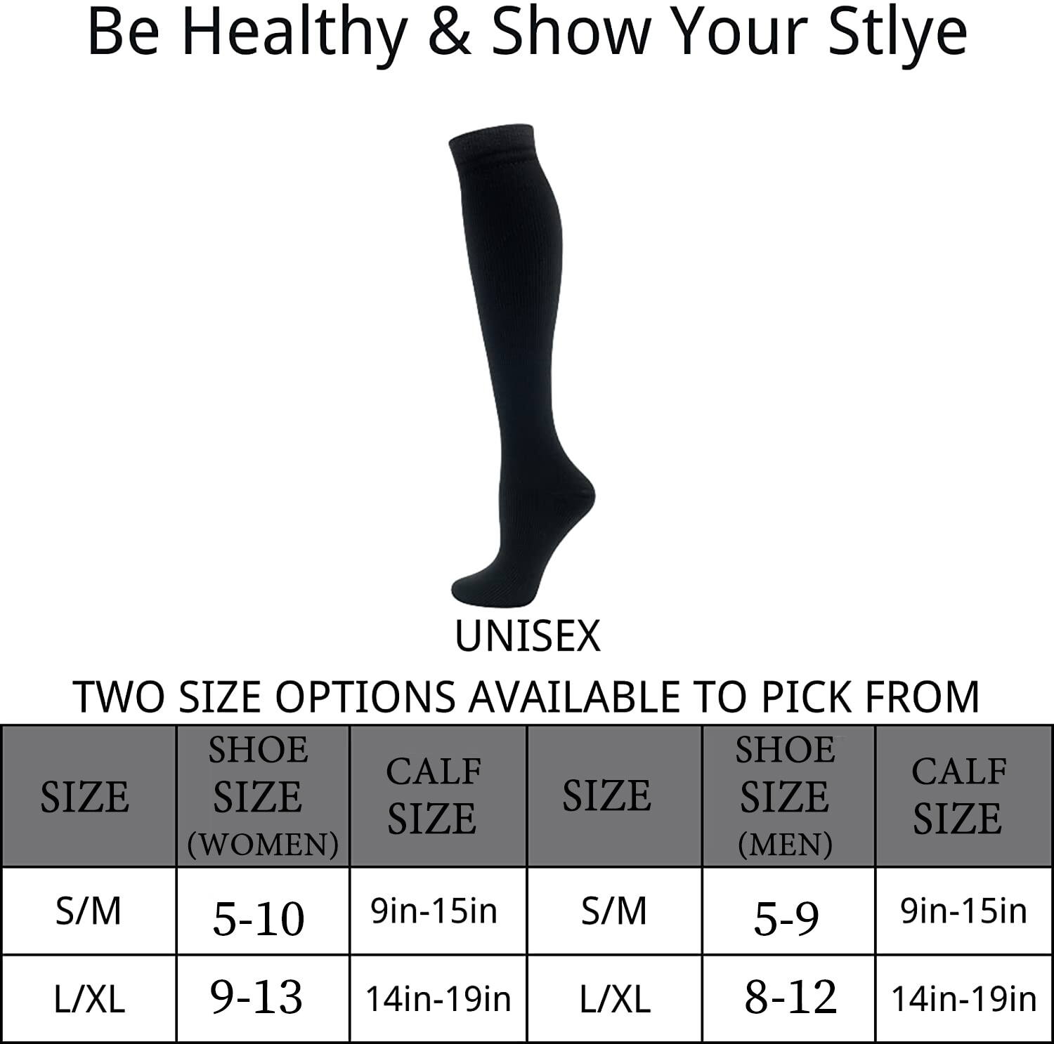 3 Pairs Compression Stockings for Men and Women 15-20 Close Toe Socks S/M/L/XL