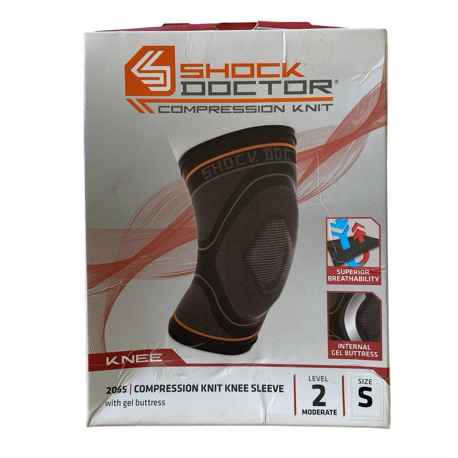 Shock Doctor Compression Knit Knee Sleeve Size Small Level 2 Gel Buttress 2065