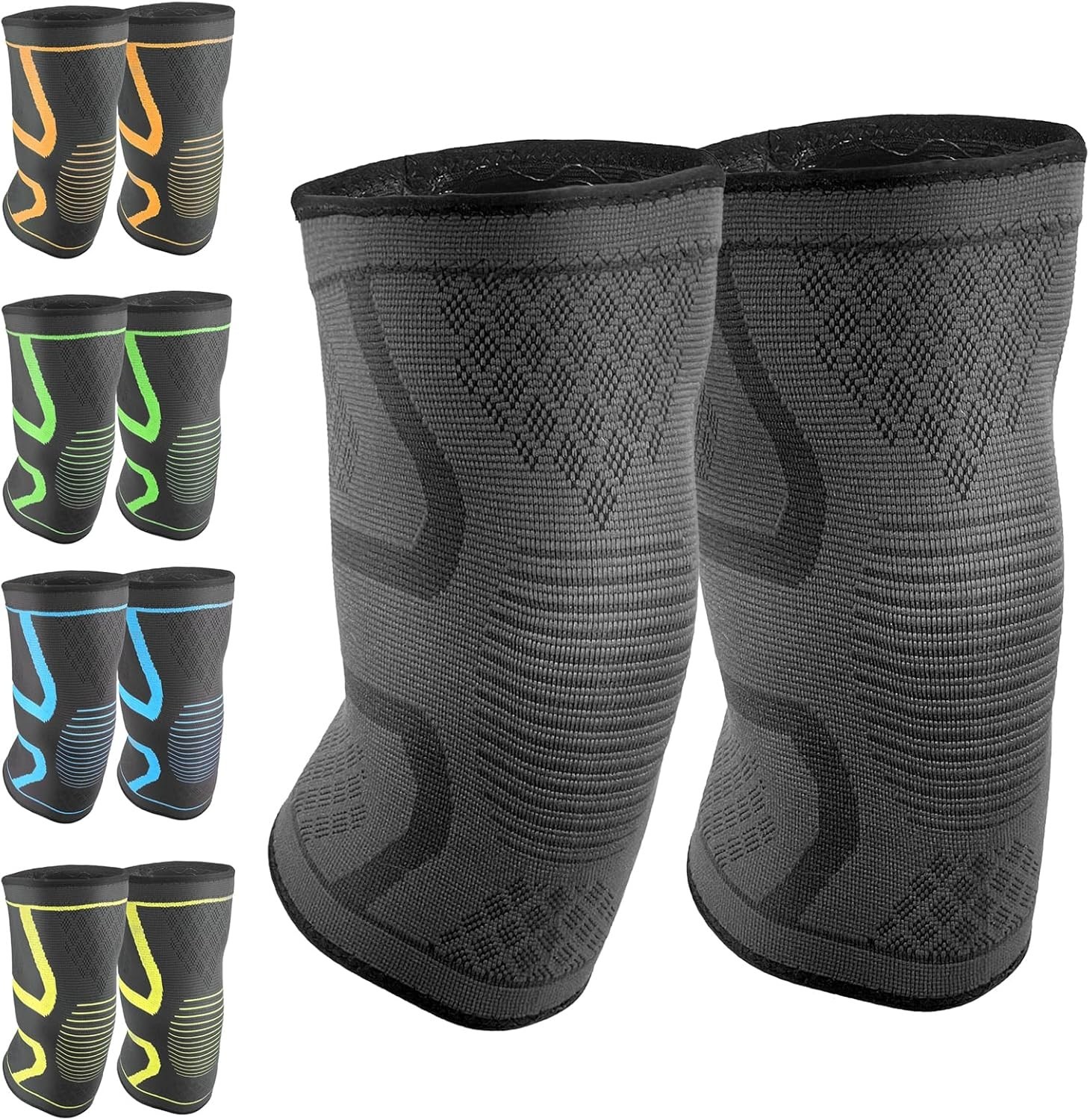 2 Pack Compression Knee Braces for Pain Relief, Support Sleeve for Sports